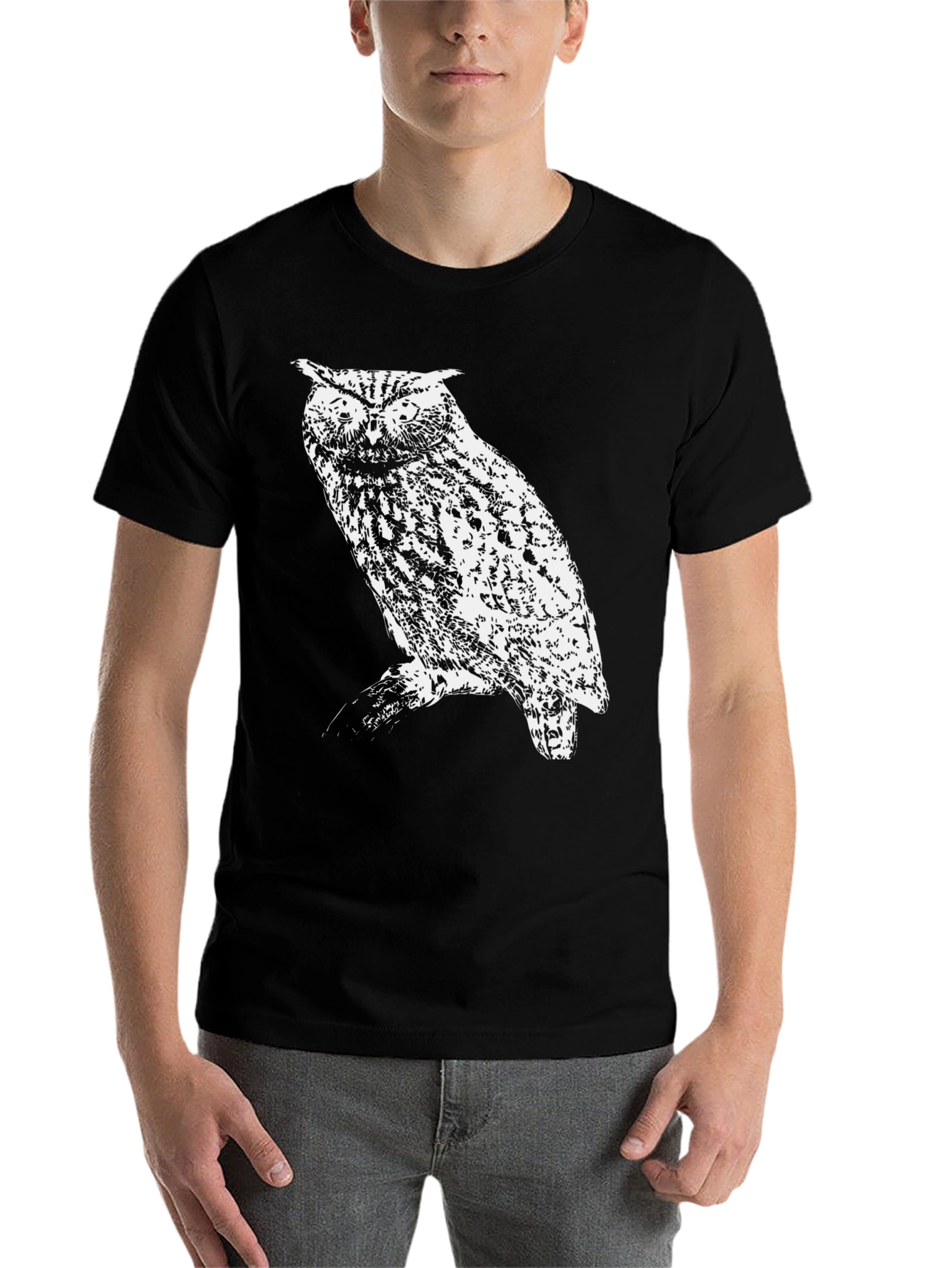 Black Owl Graphic Black T-Shirt view 7