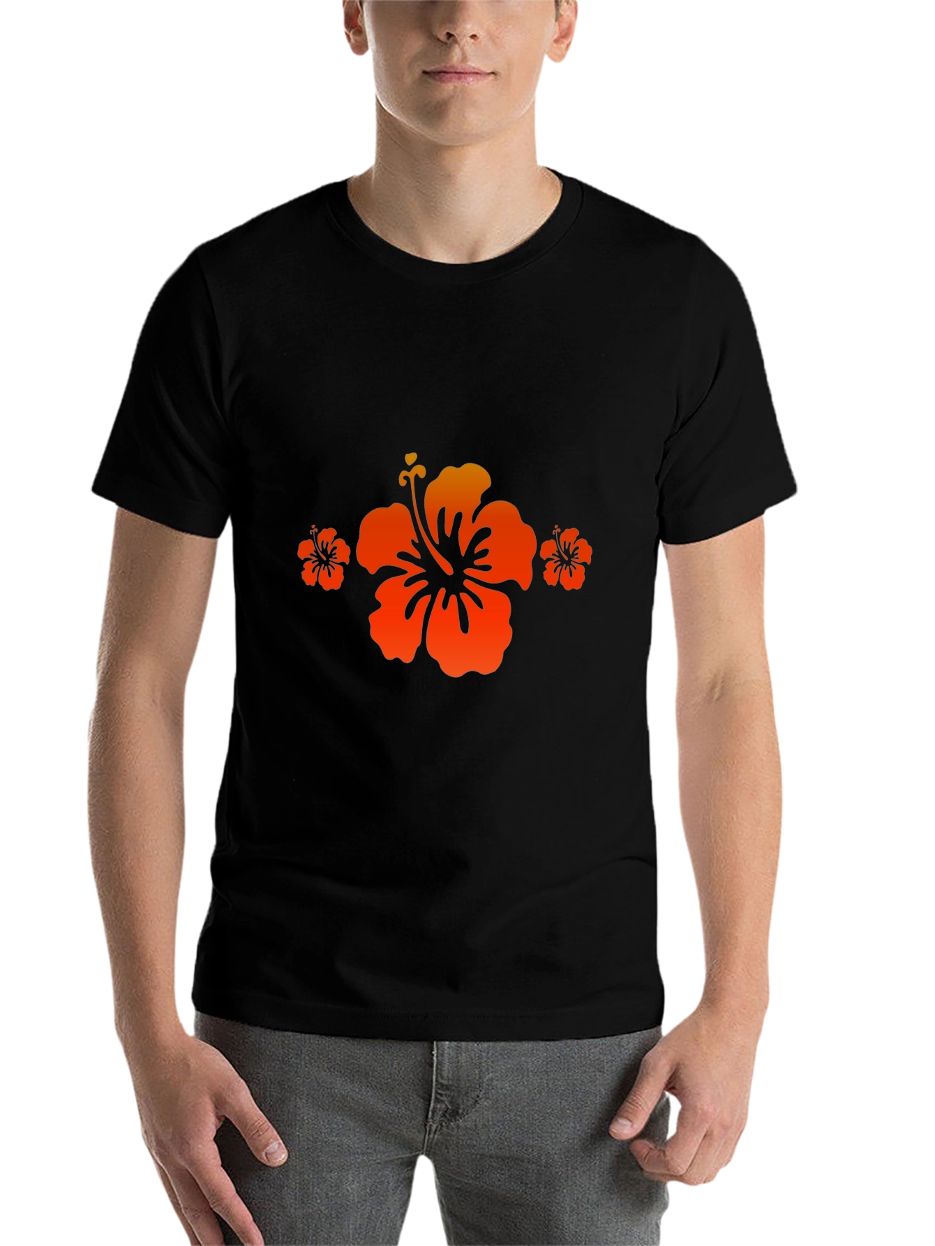 Black Hibiscus Flower Graphic Tee view 7
