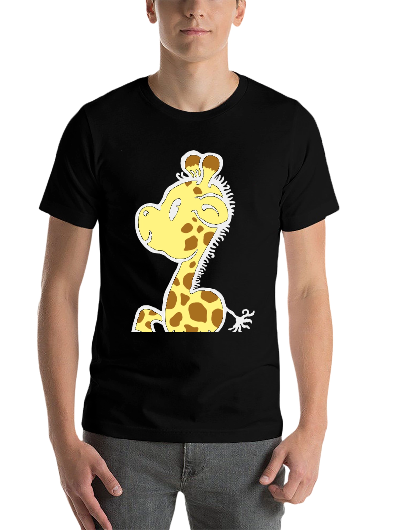 Black Cartoon Giraffe T-Shirt - Fun Graphic Tee view 7