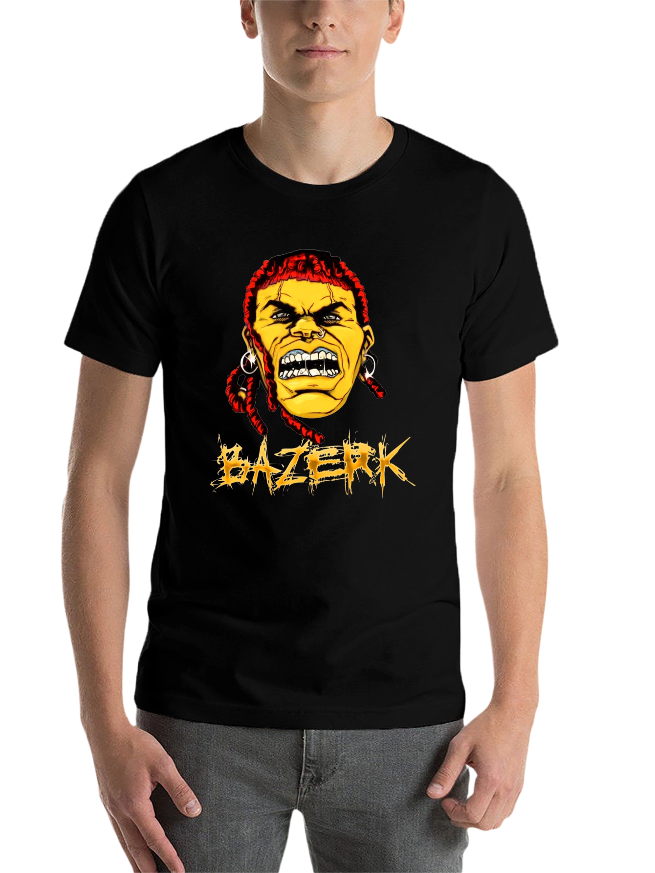 Black BAZERK Graphic Tee - Men's Black Crew Neck view 7