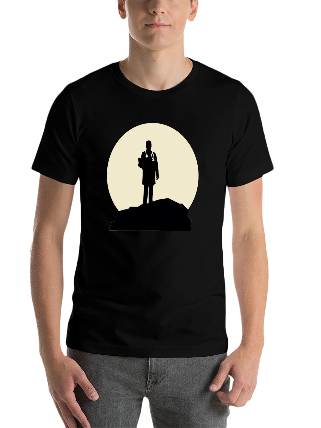 Black Doctor Silhouette Graphic T-Shirt - Black view 7