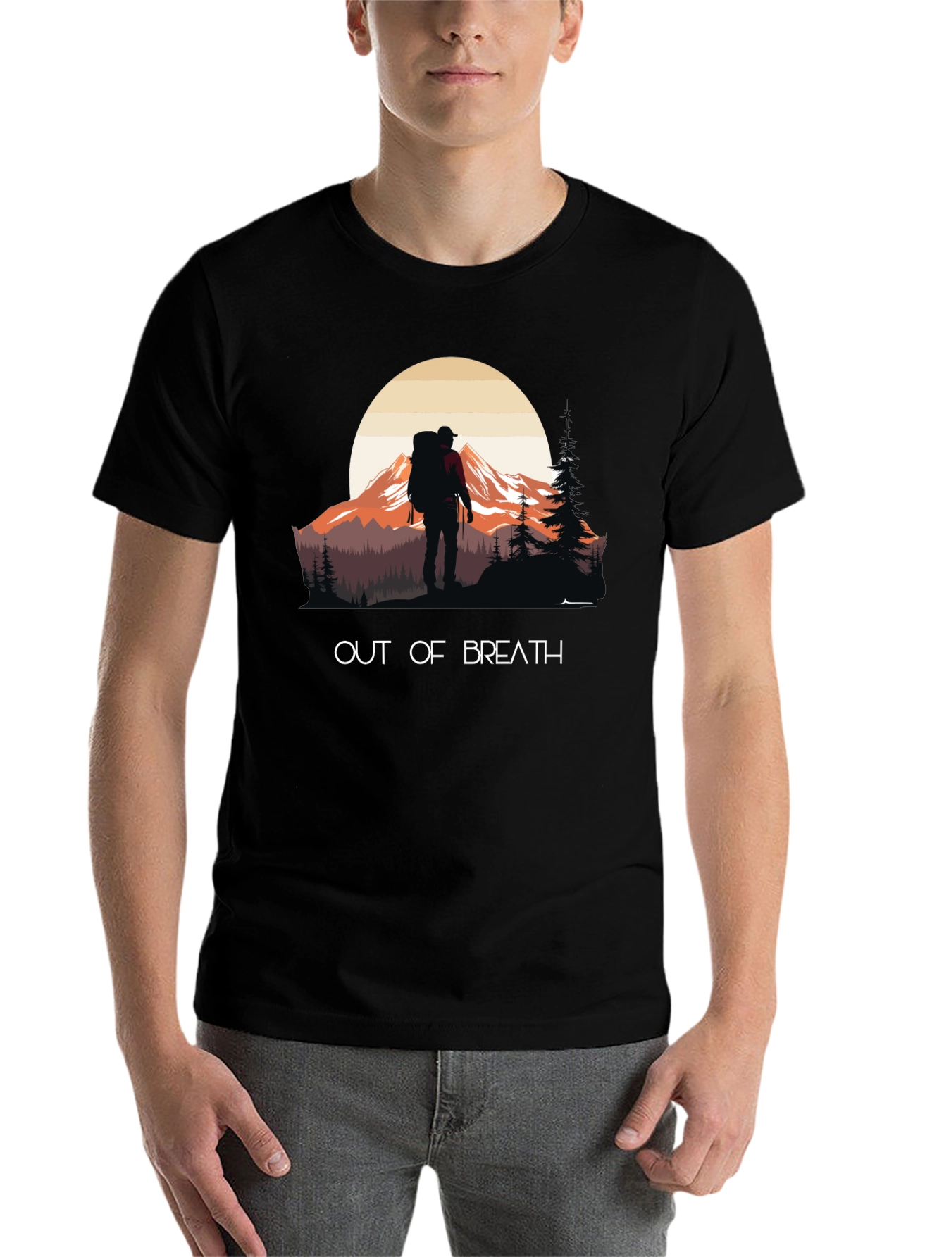 Black Out of Breath Hiking T-Shirt - Mountain Adventure view 7