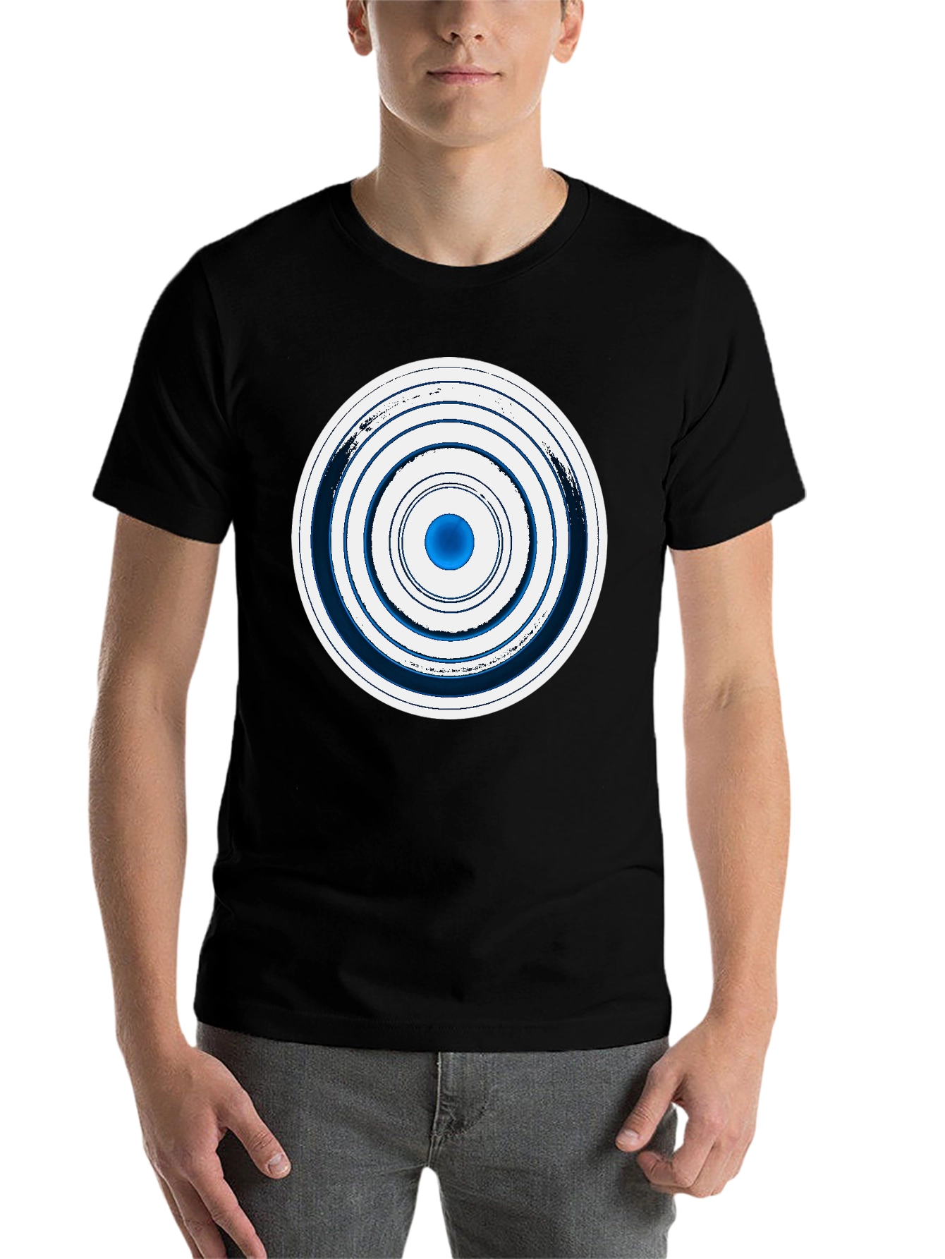 Geometric Circle Graphic Tee - Stylish Men's Black T-Shirt - 7