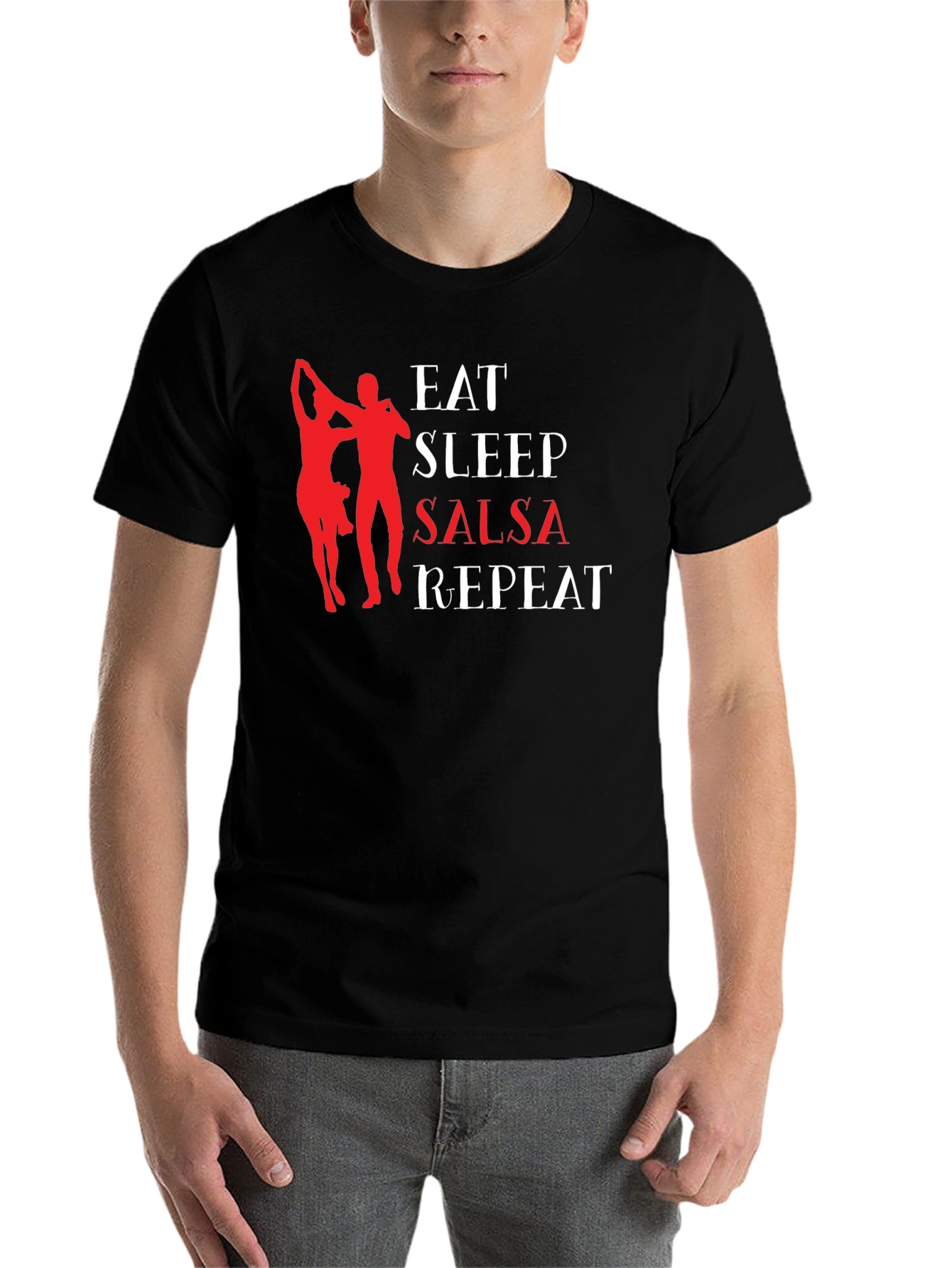 Black Eat Sleep Salsa Repeat Graphic T-Shirt view 7