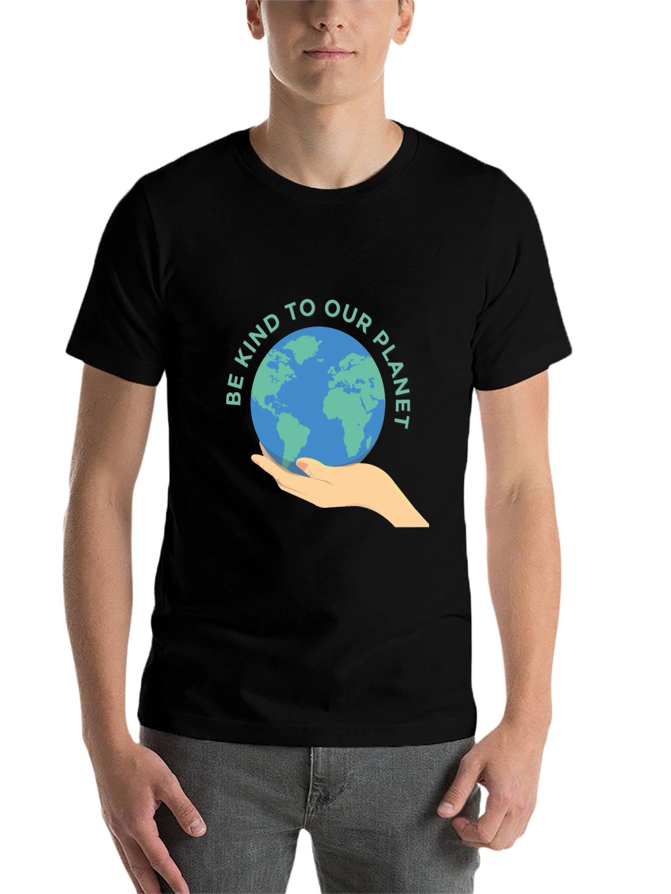 Black Eco-Friendly Graphic Tee - Be Kind to Our Planet view 7