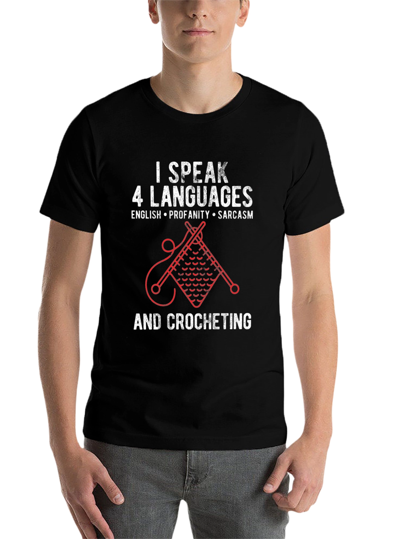 I Speak 4 Languages Crochet T-Shirt - 7