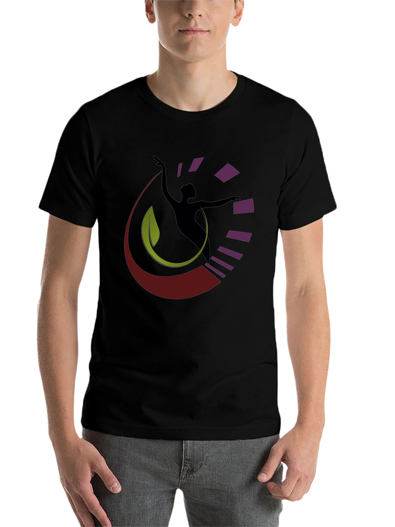 Black Abstract Dancer Graphic Black T-Shirt view 7