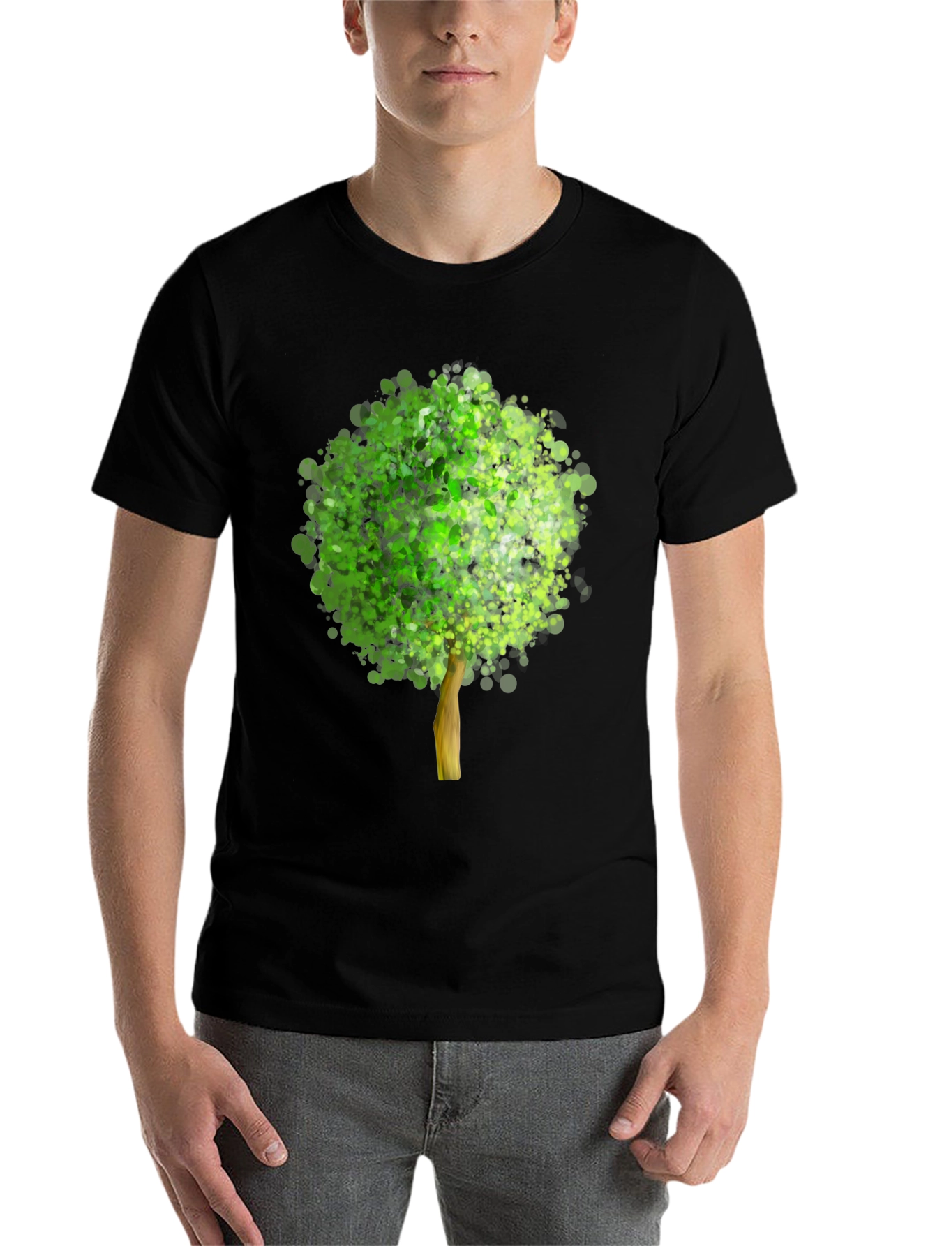 Black Arboreal Print Black T-Shirt view 7