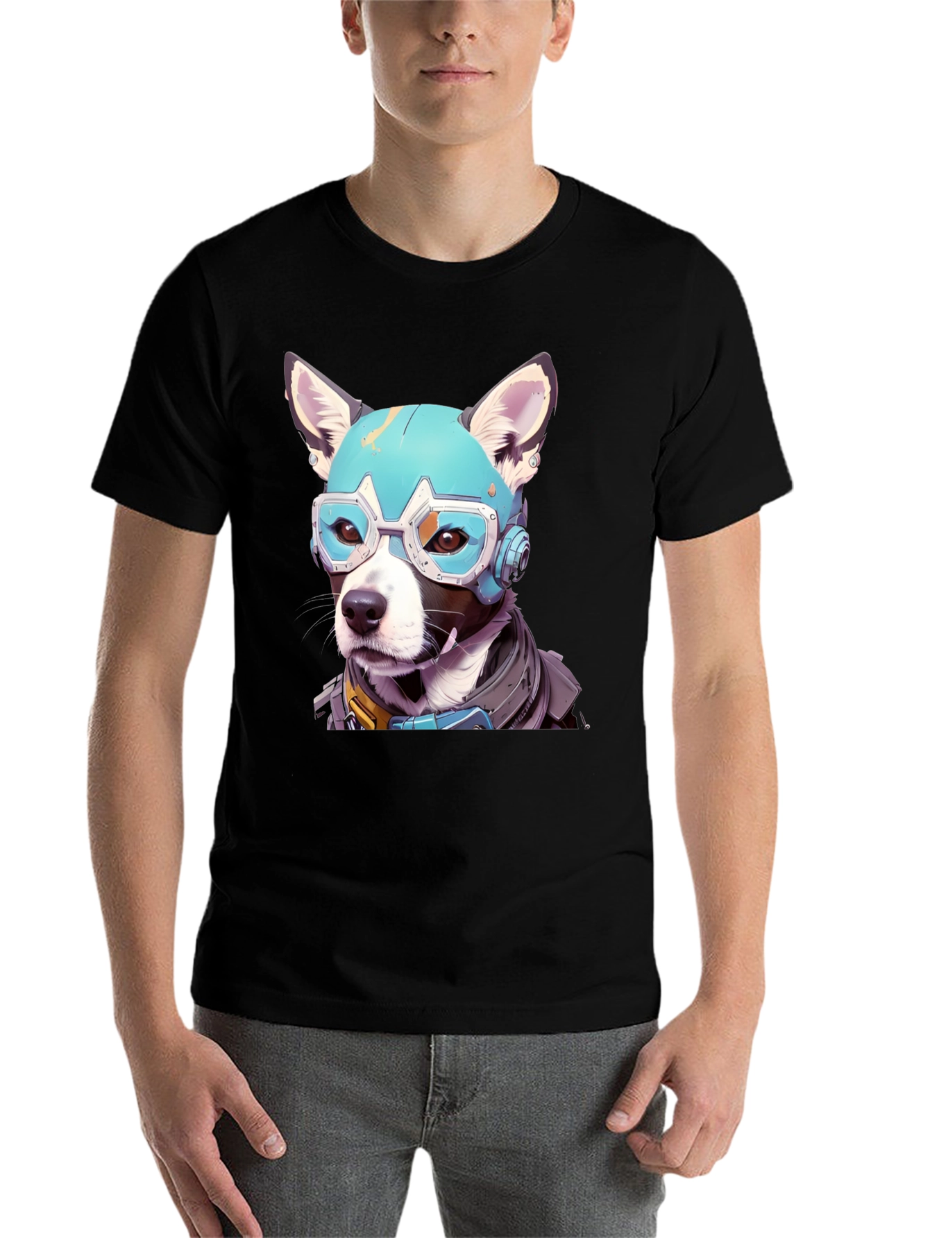 Black Cyber Dog Graphic Tee view 7