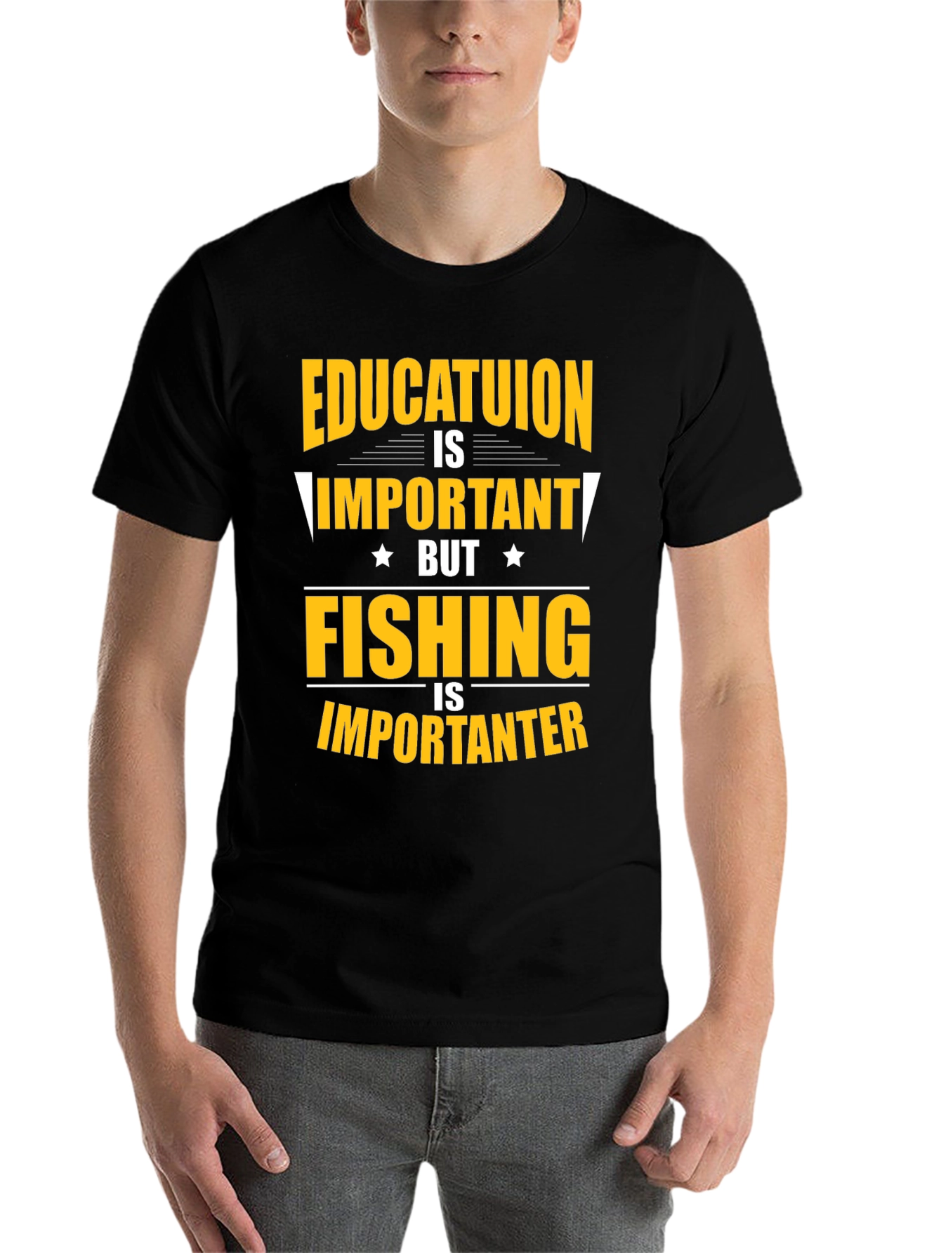 Black Fishing Is Importanter Graphic Tee view 7