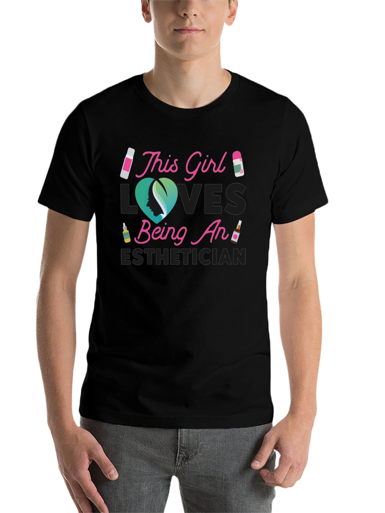Black Esthetician T-Shirt - This Girl Loves Being An Esthetician view 7