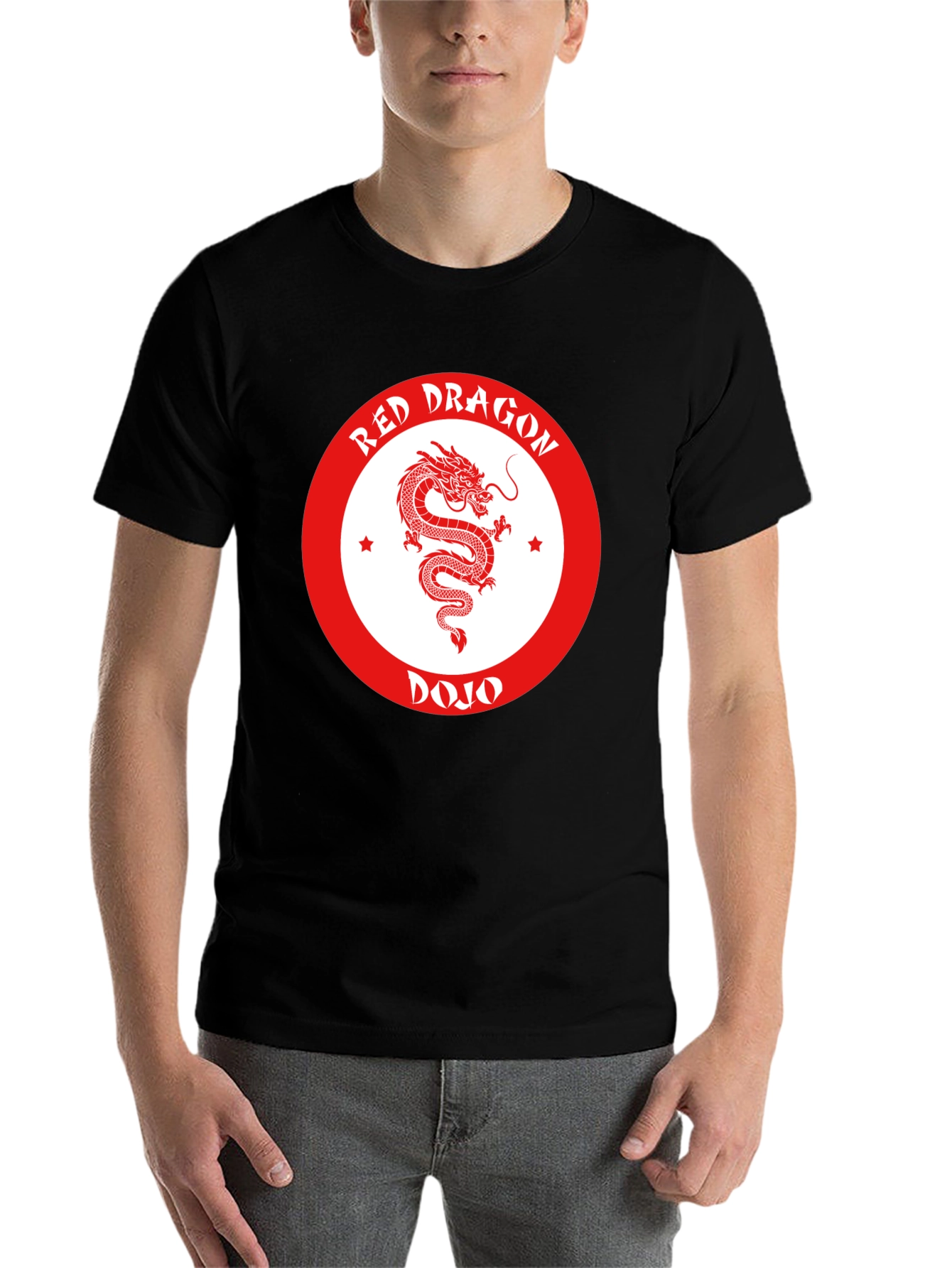 Red Dragon Dojo Black T-Shirt Martial Arts Graphic Tee - 7