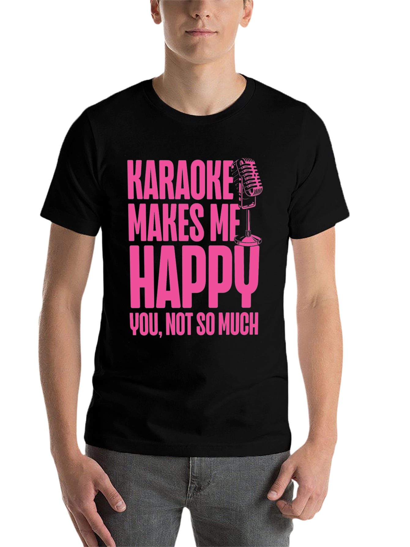 Black Karaoke Makes Me Happy T-Shirt view 7