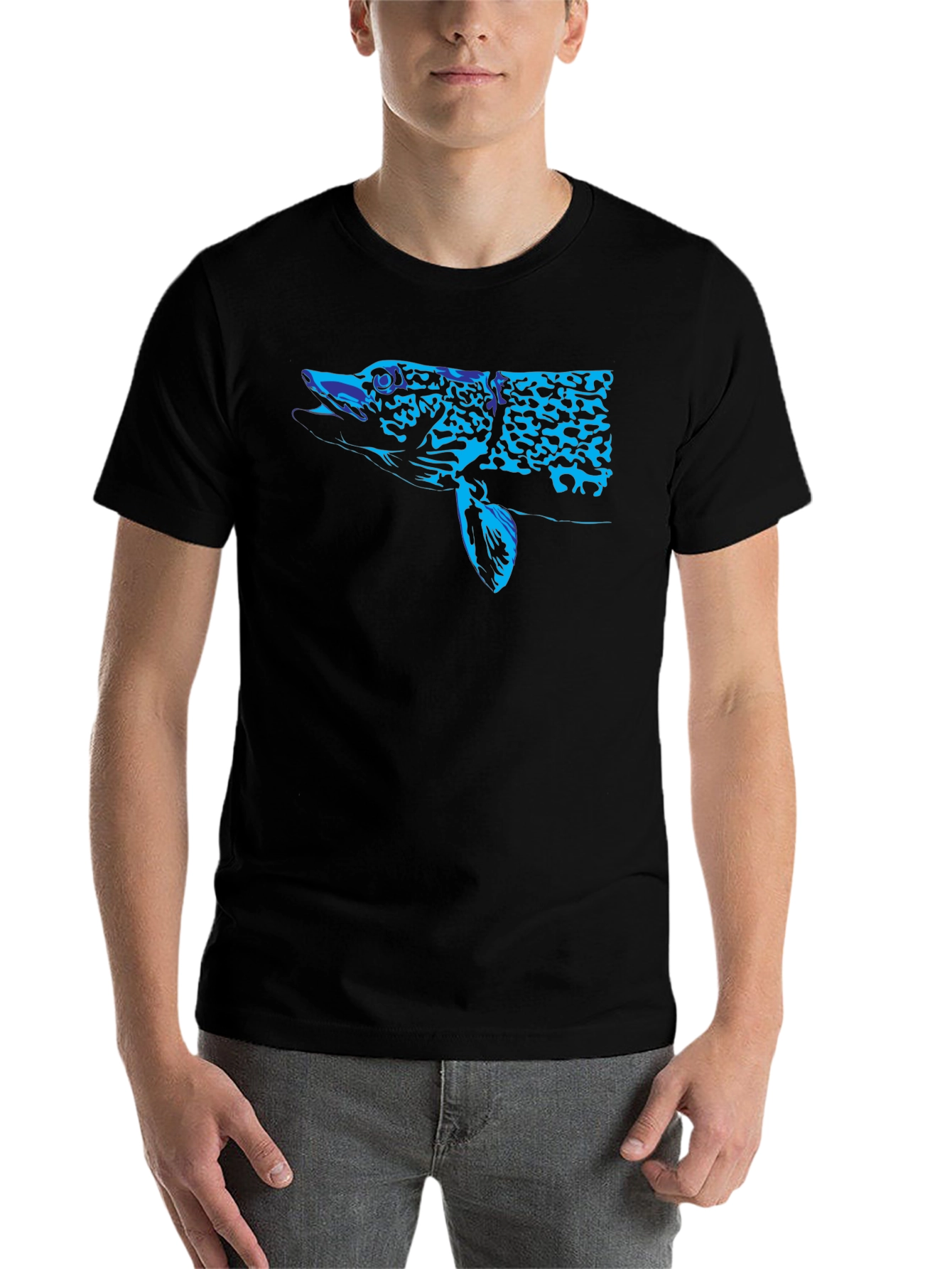 Black Blue Pike Graphic Black T-Shirt view 7