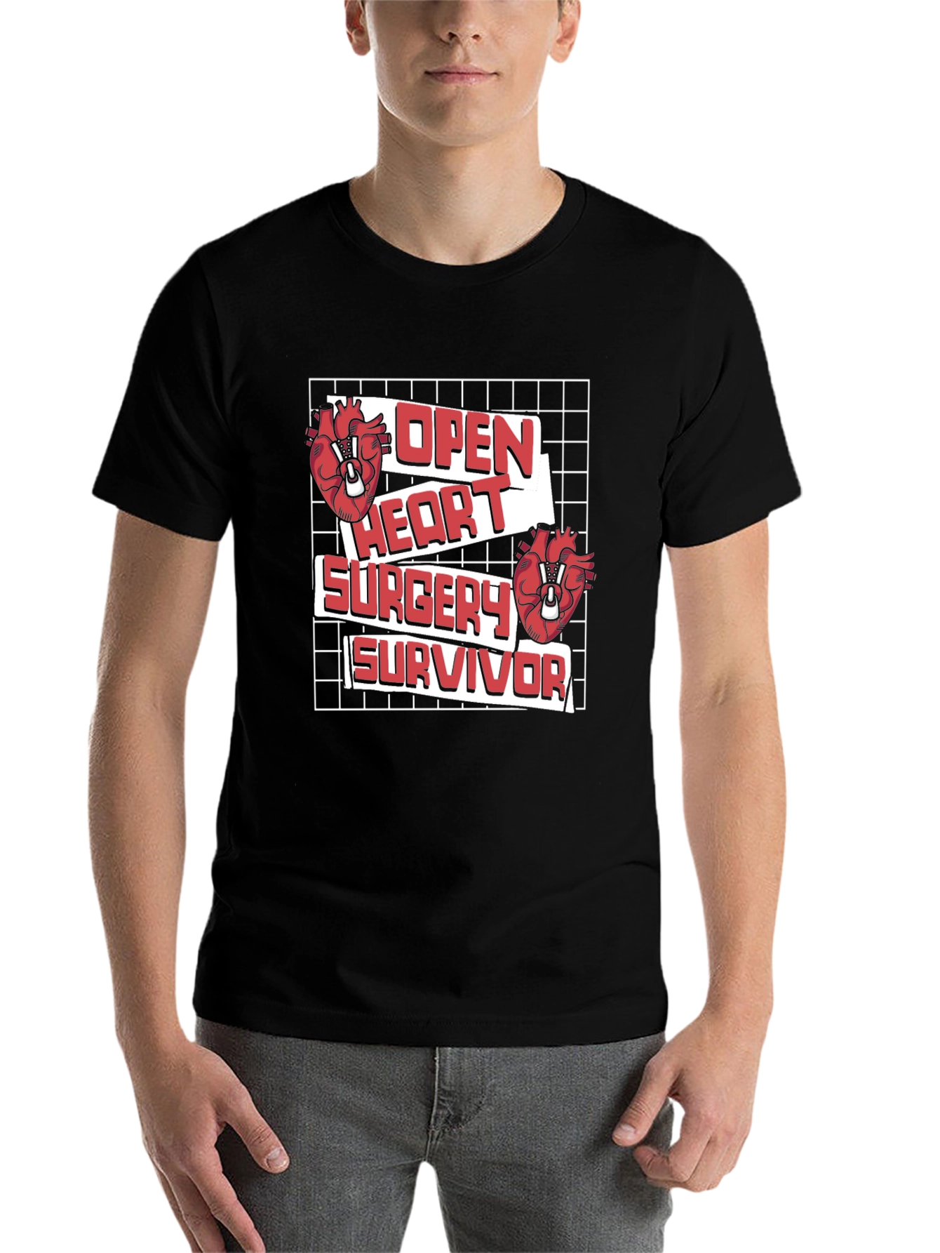 Black Open Heart Surgery Survivor Graphic Tee view 7