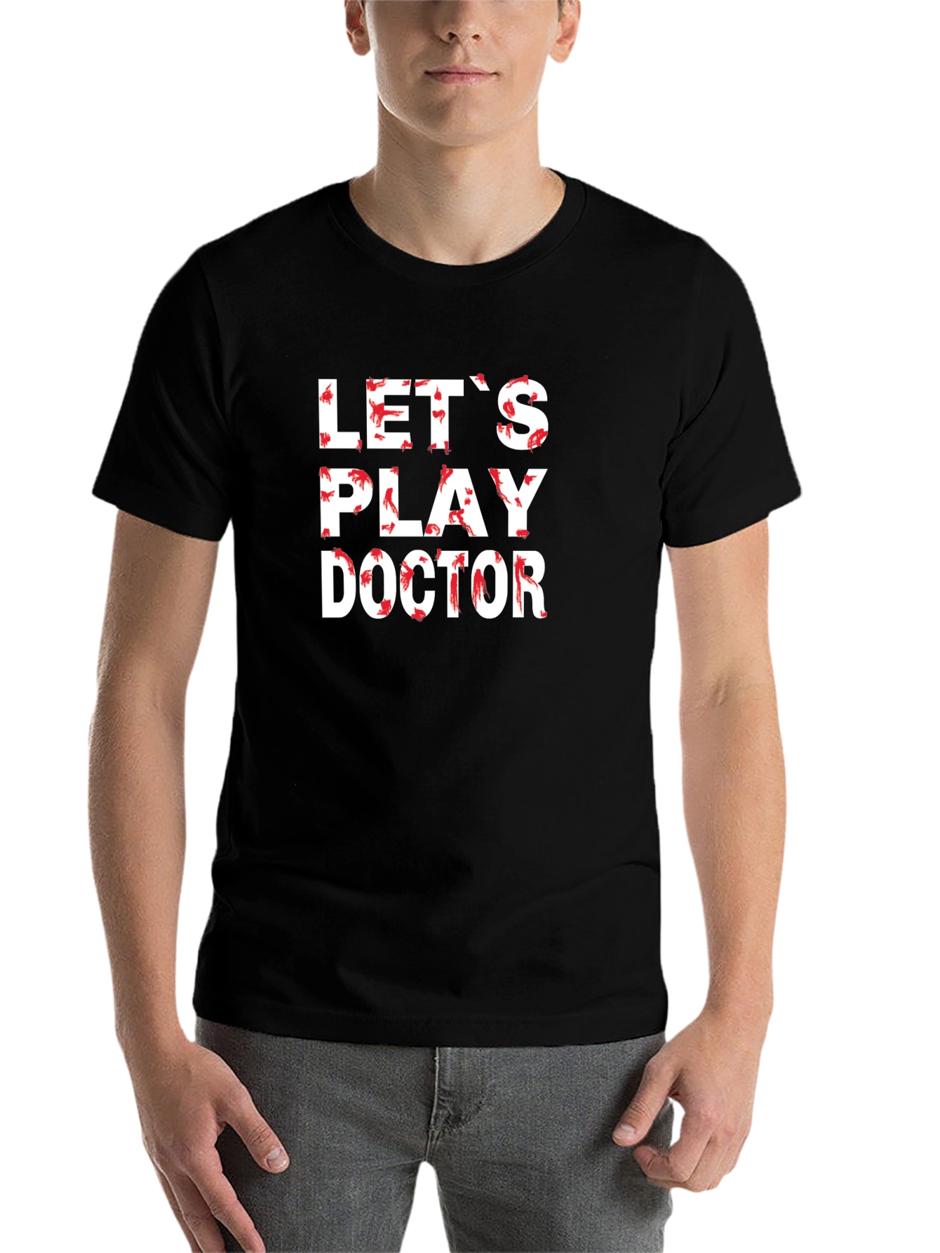 Black Let's Play Doctor Novelty T-Shirt view 7