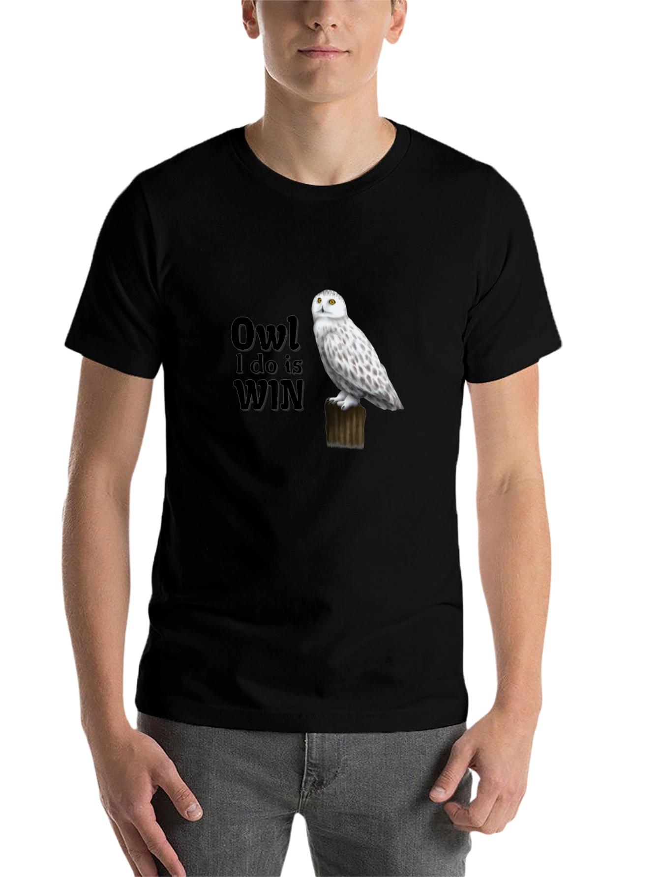 Black Owl I Do is Win Graphic T-Shirt view 7