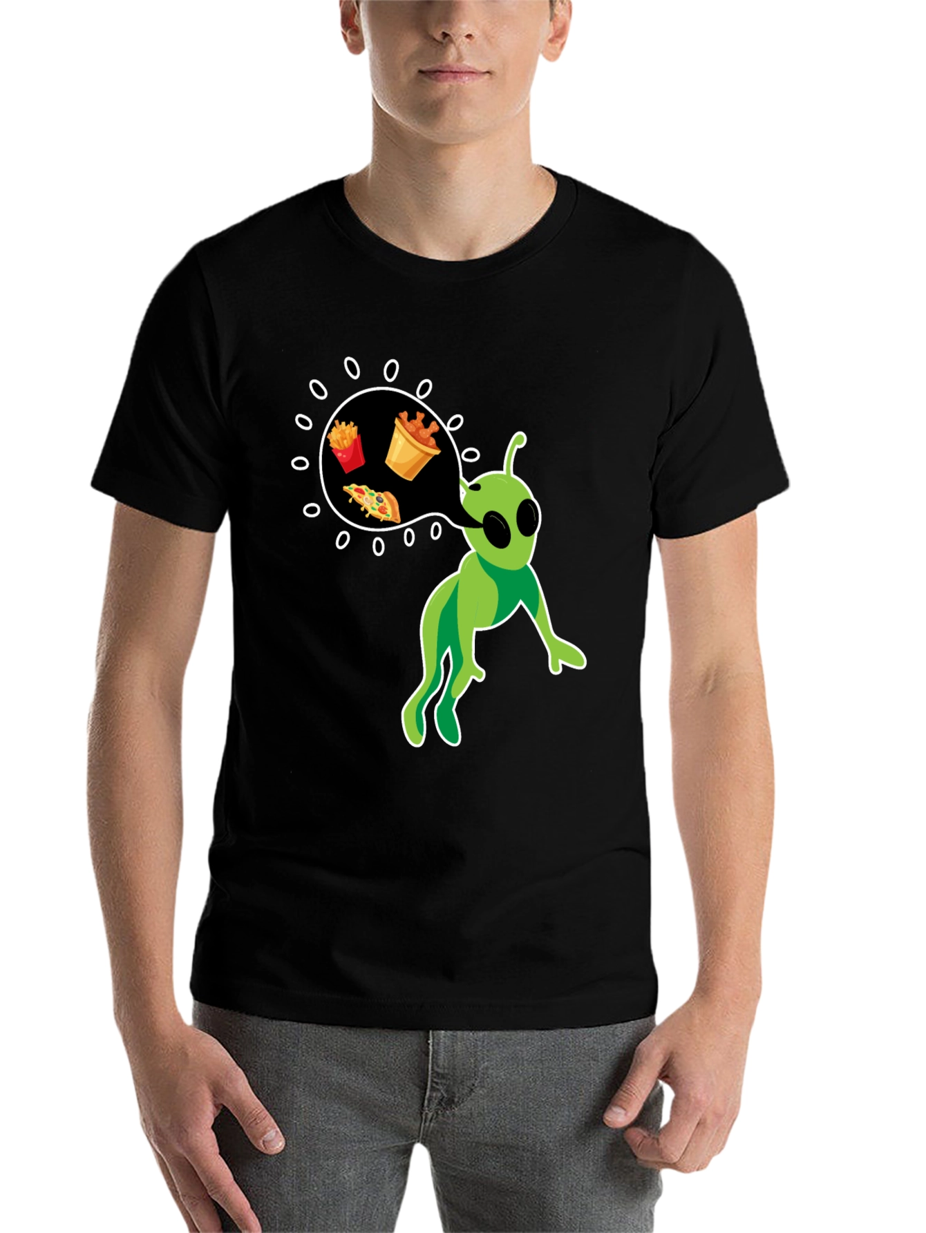 Black Alien Foodie T-Shirt view 7