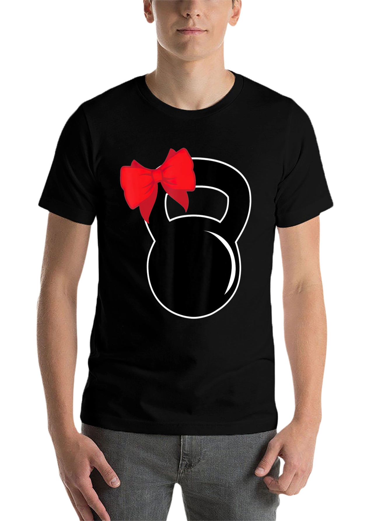 Black Kettlebell Bow Black T-Shirt view 7