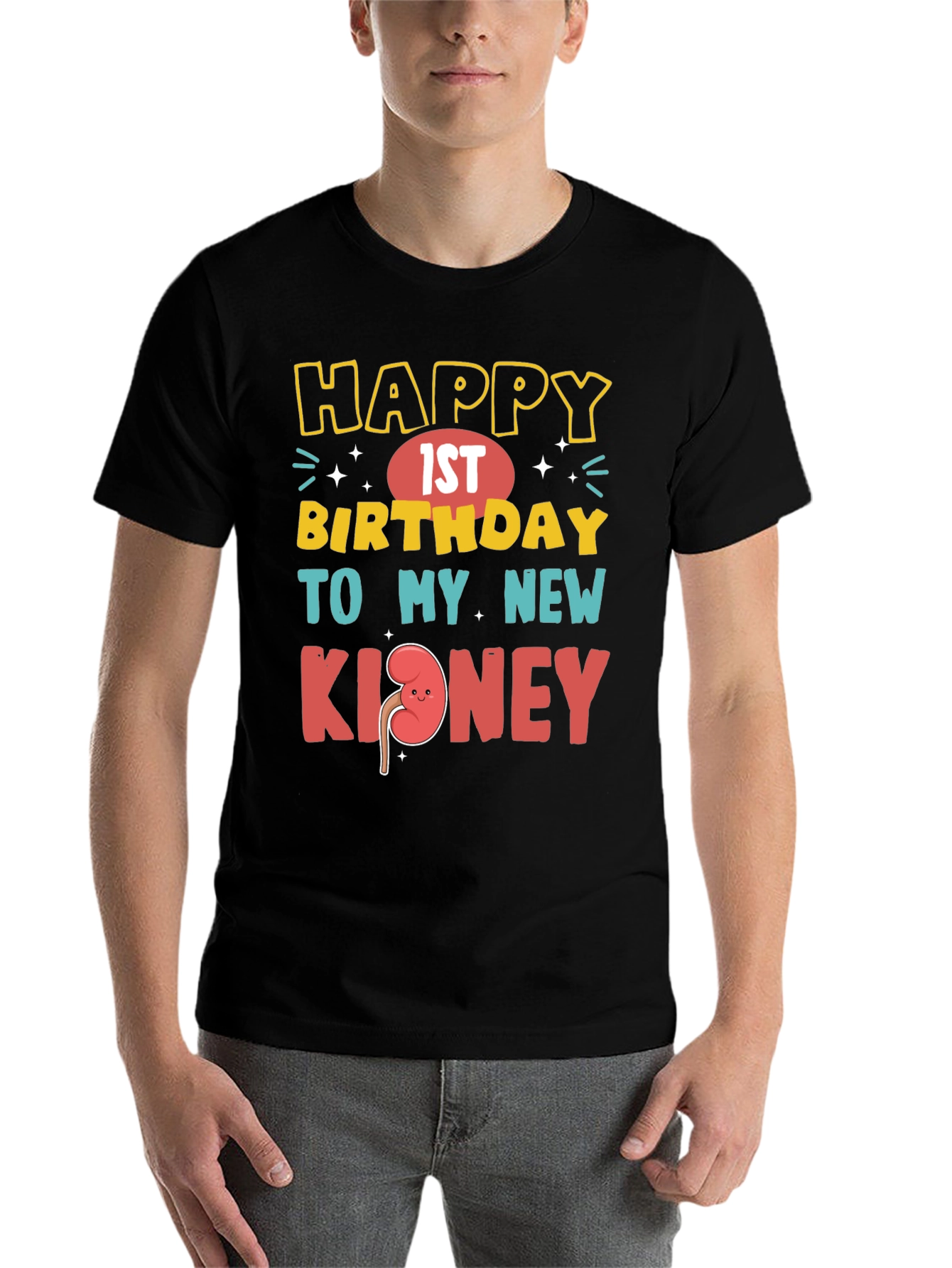 Black Funny 1st Birthday New Kidney T-Shirt view 7