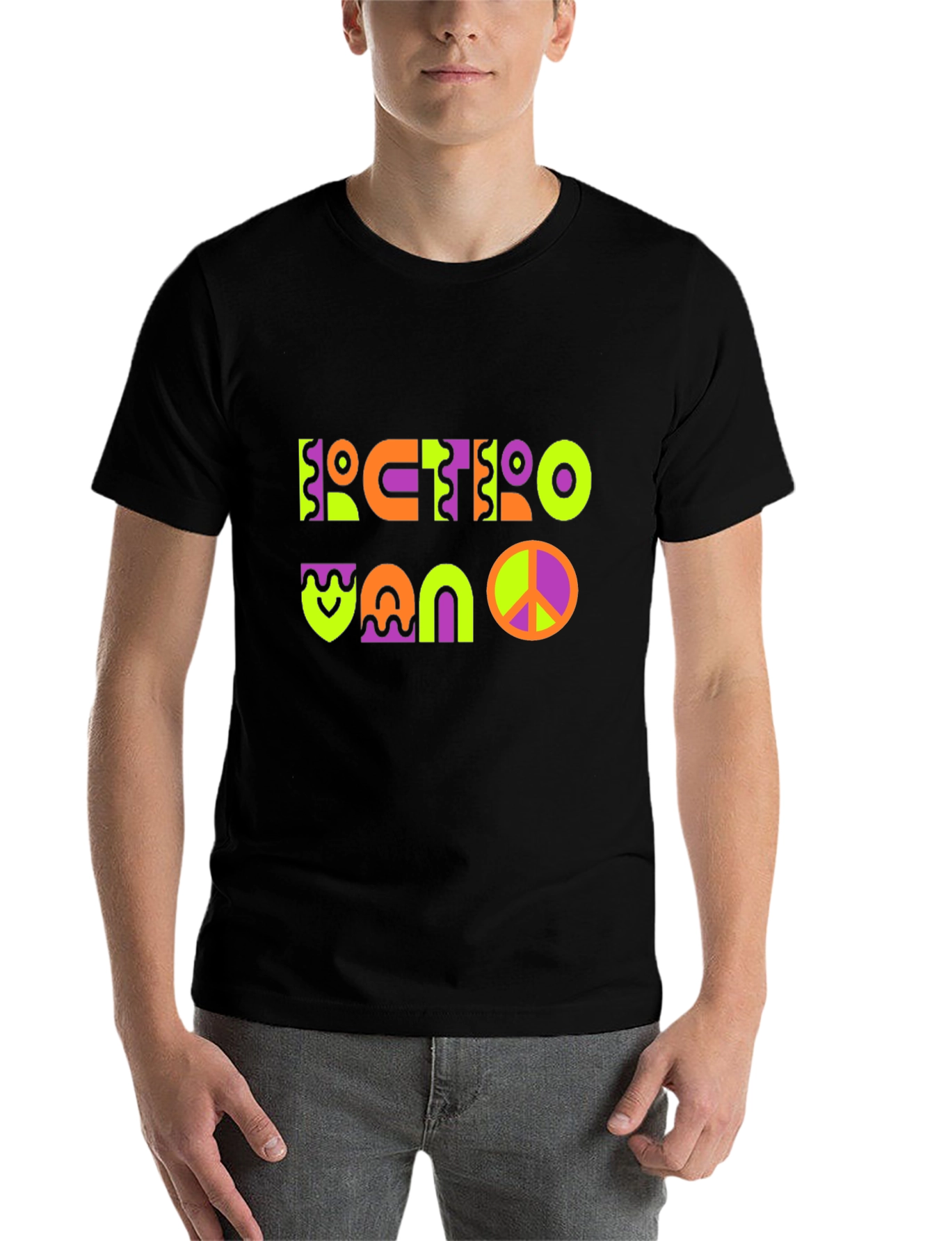 Black Retro Vano T-Shirt - Funky Graphic Tee view 7