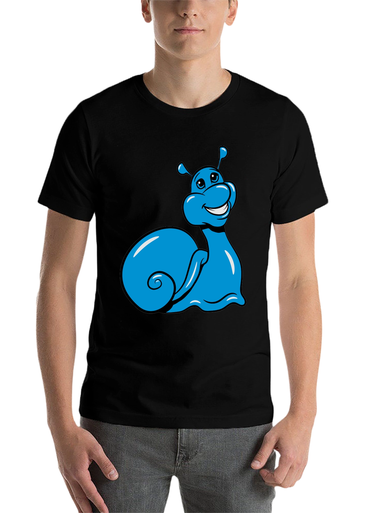 Black Blue Snail Graphic Tee - Black Casual T-Shirt view 7