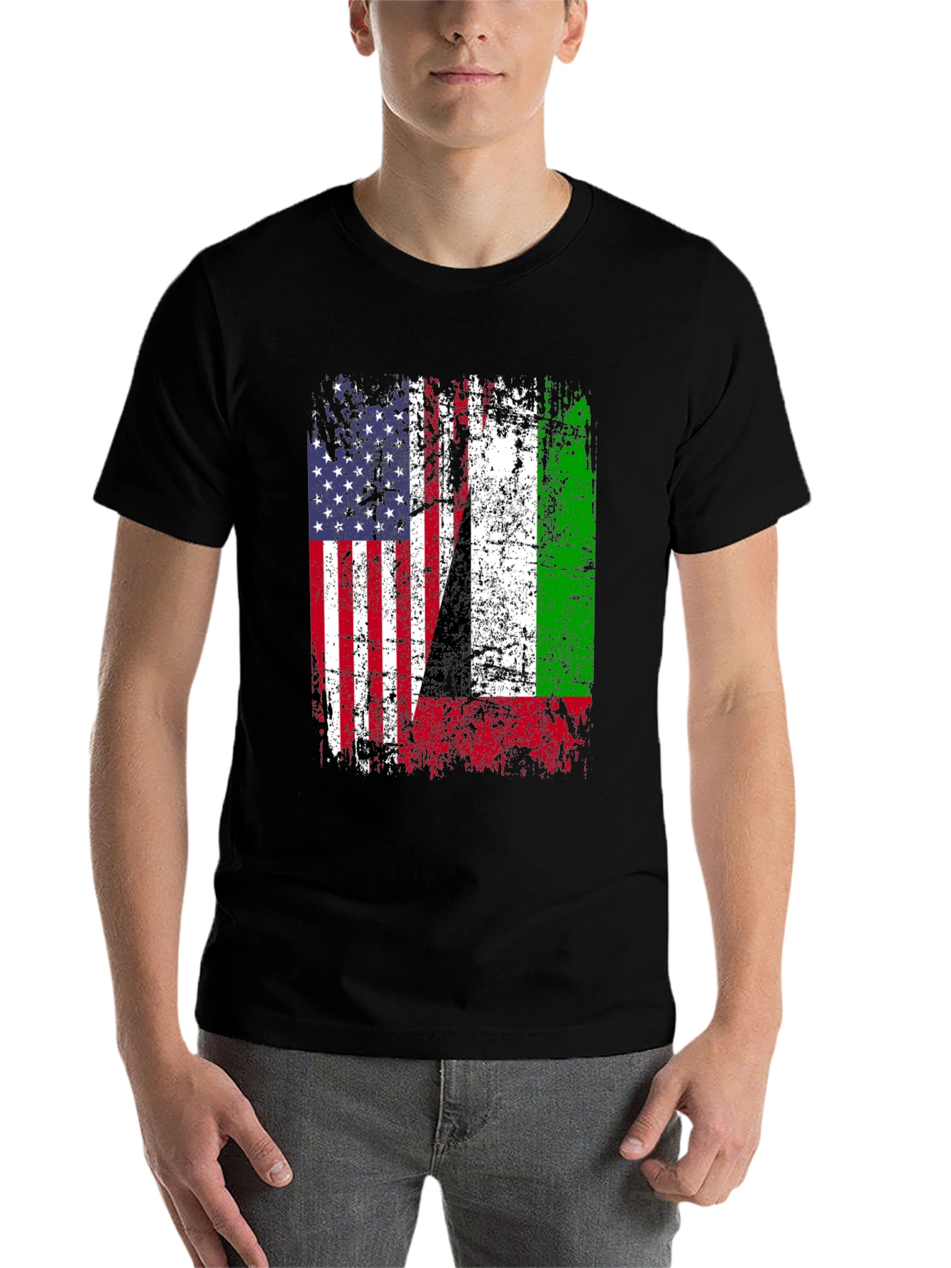 USA Italy Heritage Flag Graphic T-Shirt - 7