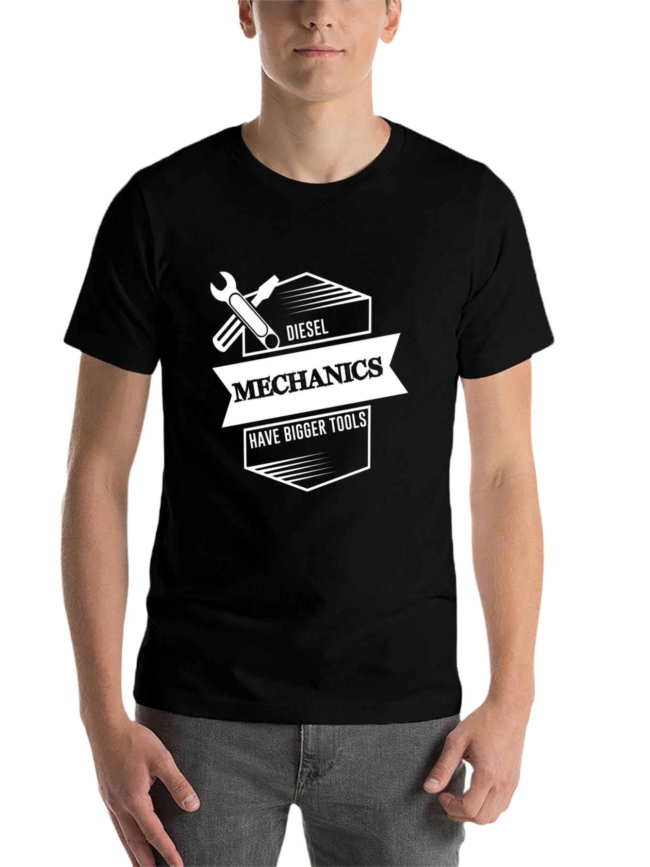 Black Diesel Mechanics Bigger Tools Graphic T-Shirt view 7
