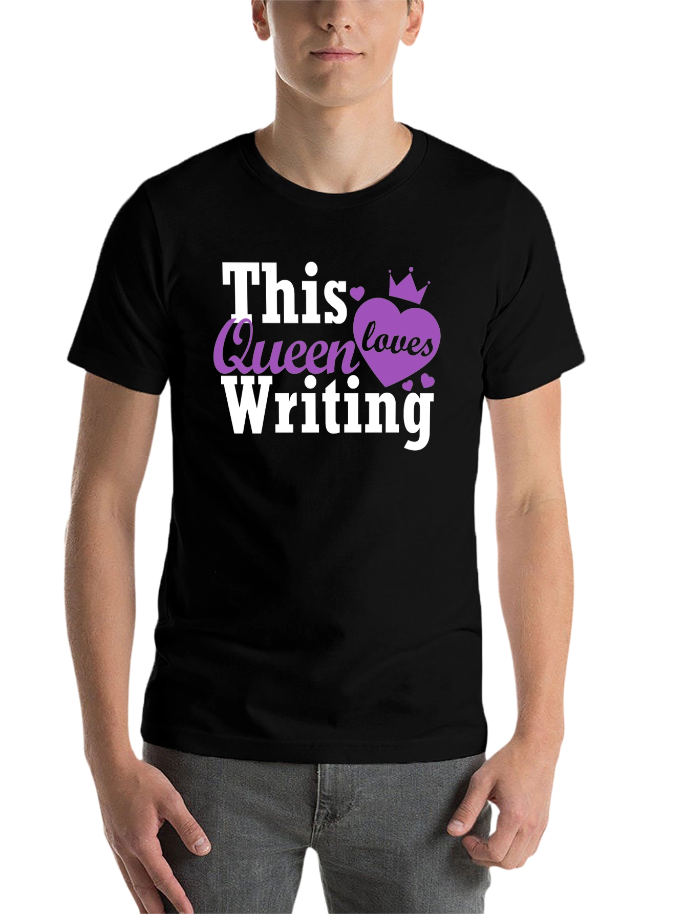 Black Queen Writing T-Shirt - Black Novelty Tee view 7