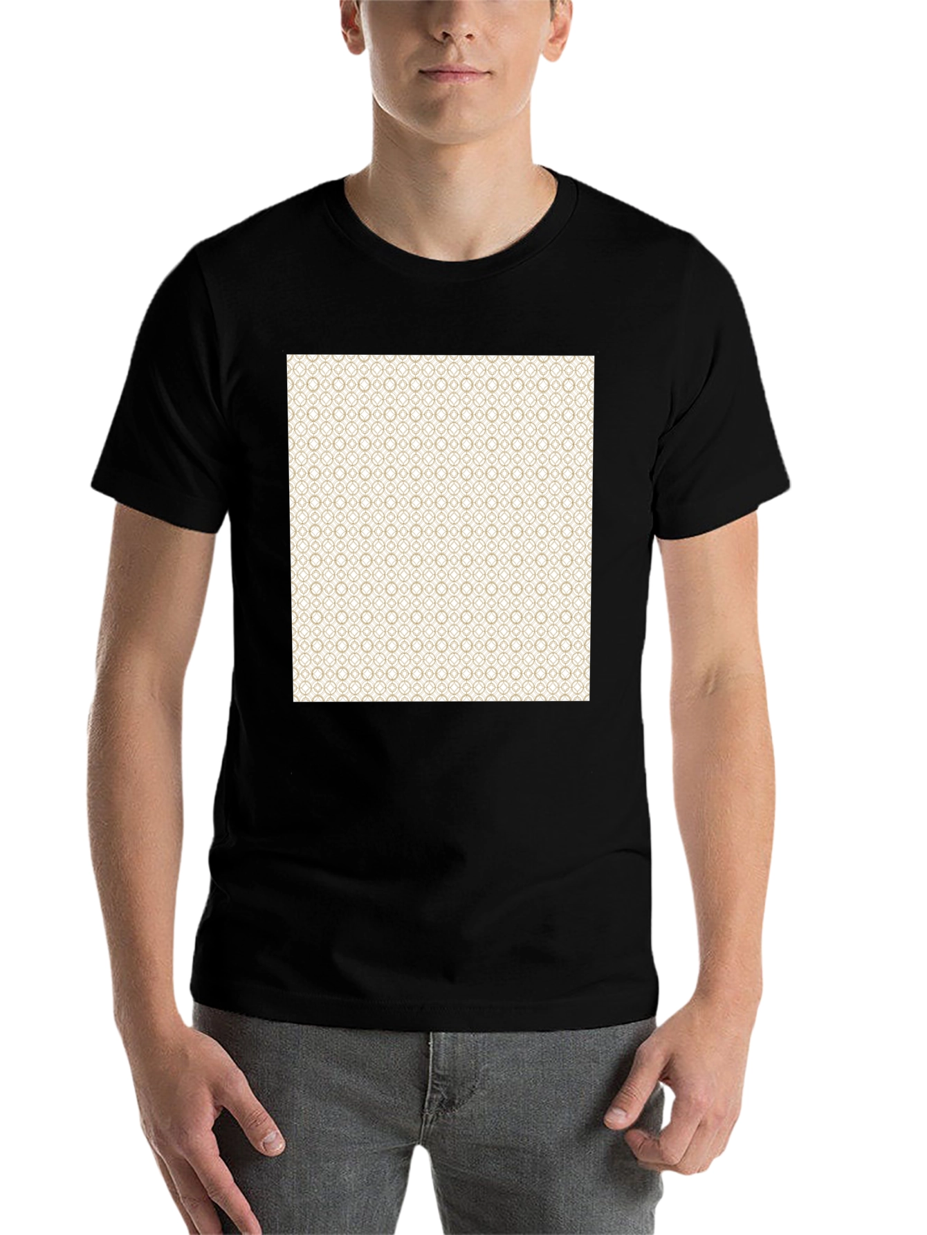 Black Geometric Pattern Black T-Shirt view 7