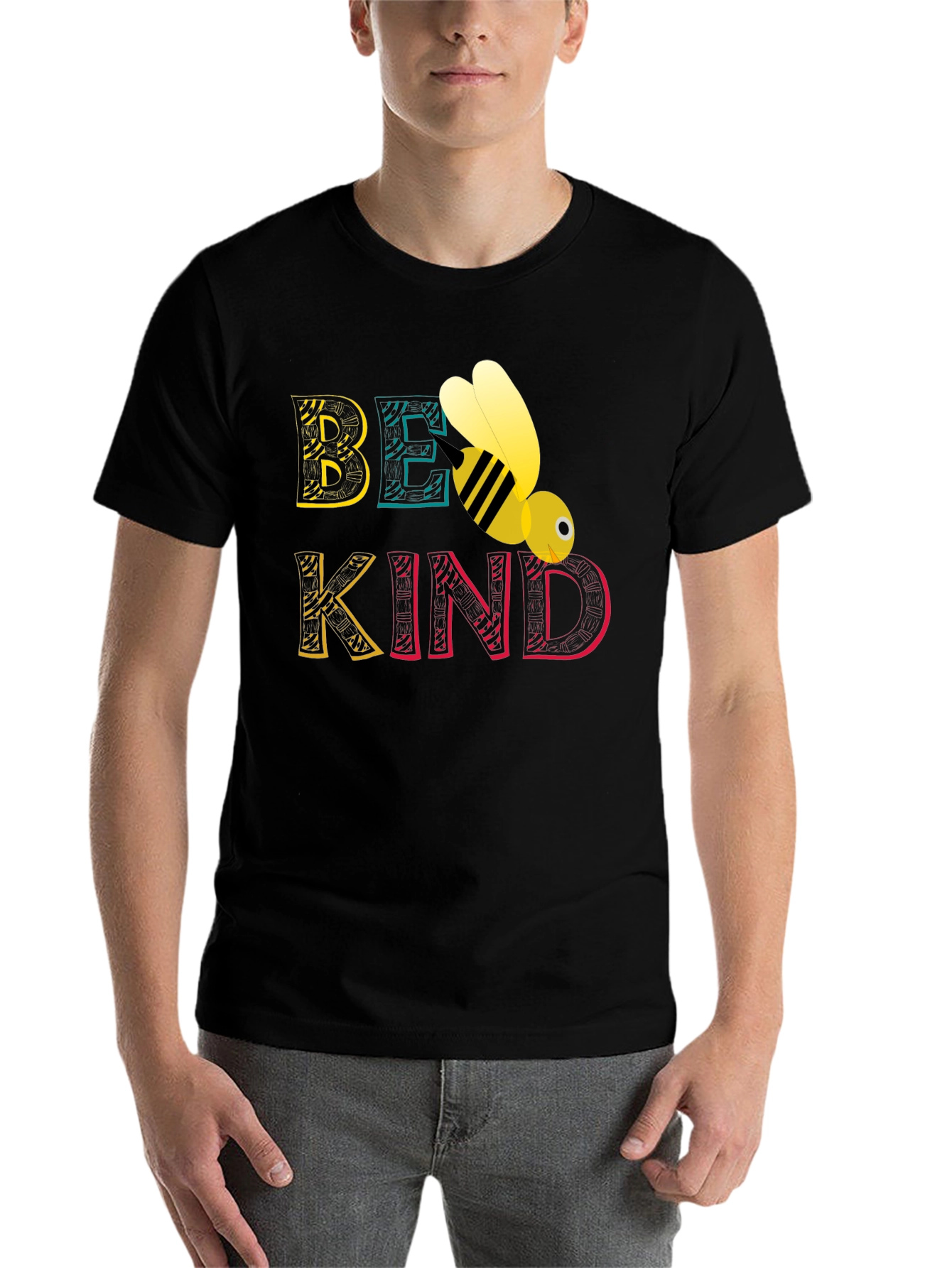 Black Be Kind Bee Graphic Tee - Black Unisex T-Shirt view 7