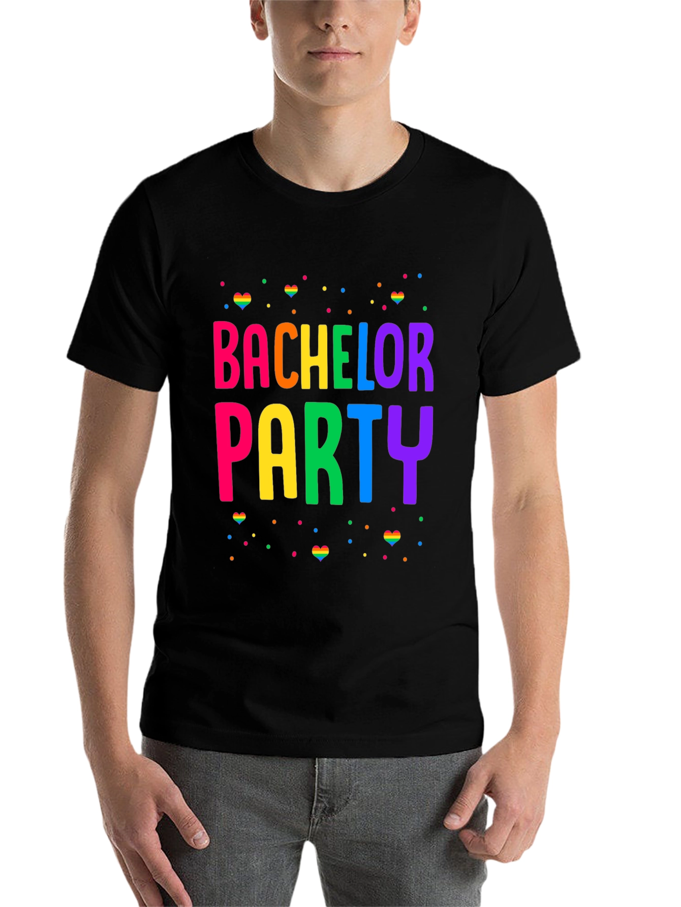 Black Bachelor Party Rainbow Pride T-Shirt view 7