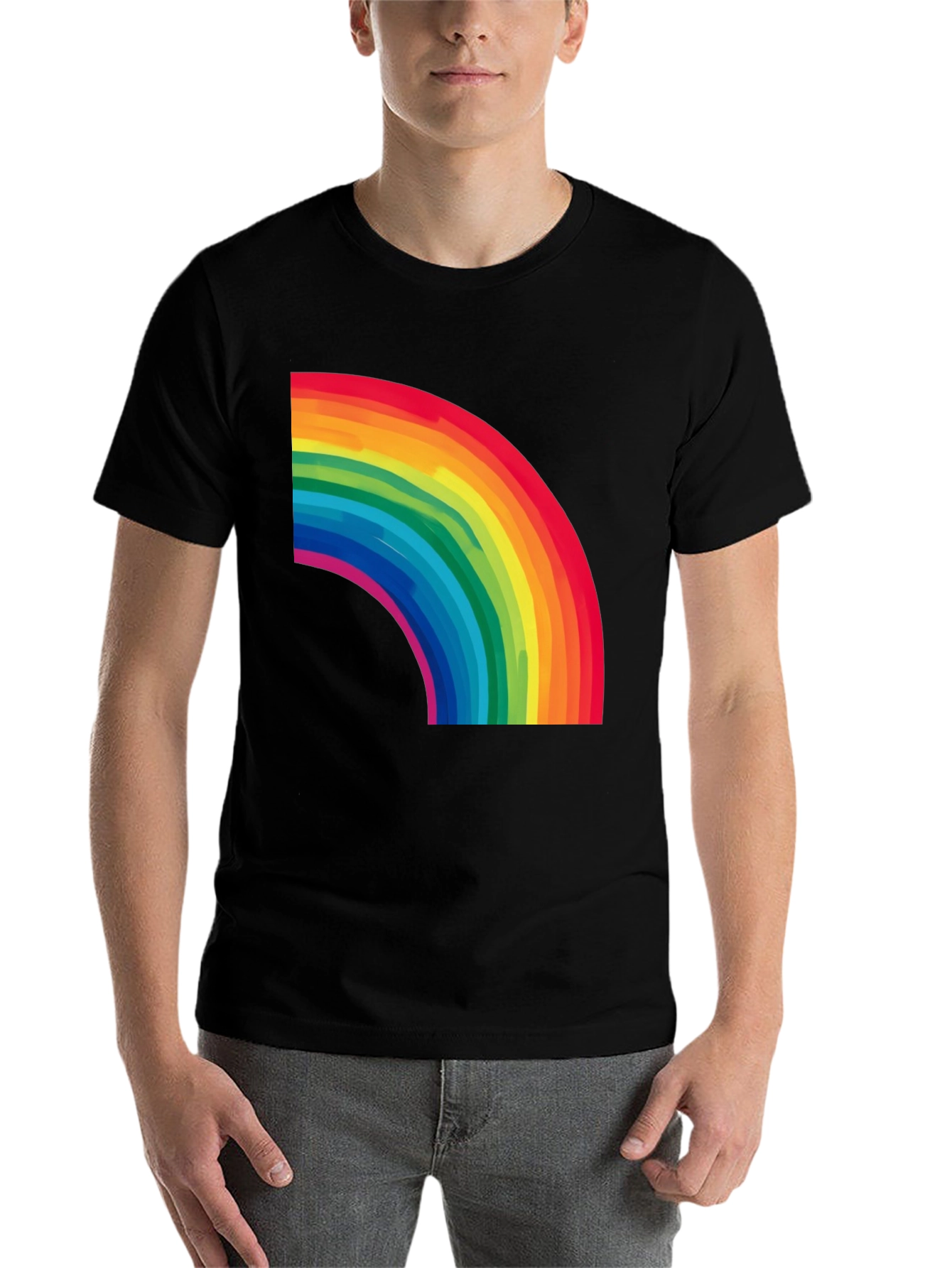 Black Rainbow Graphic Black T-Shirt view 7