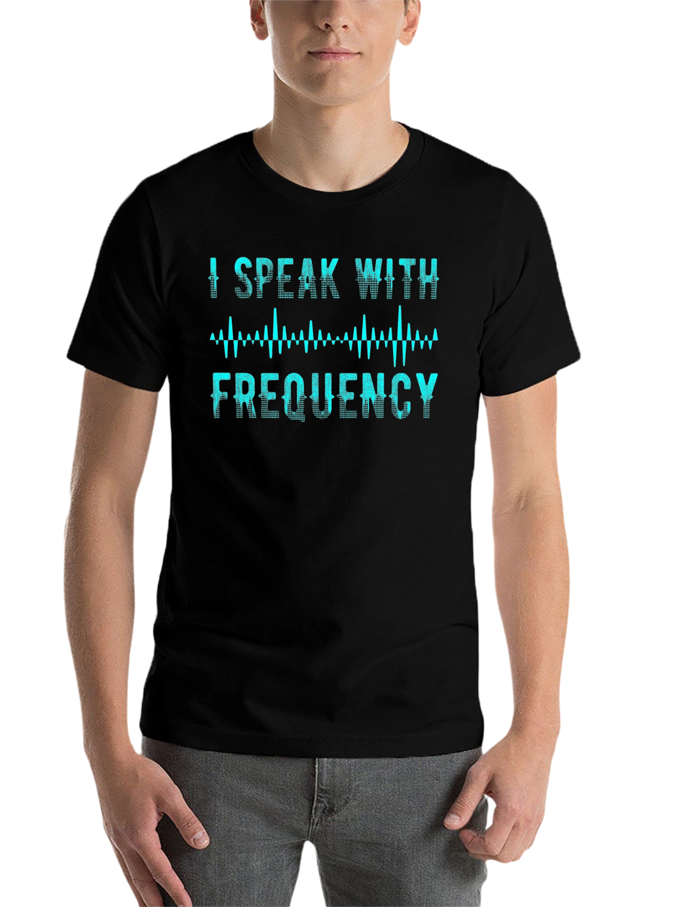 Black I Speak With Frequency T-Shirt view 7