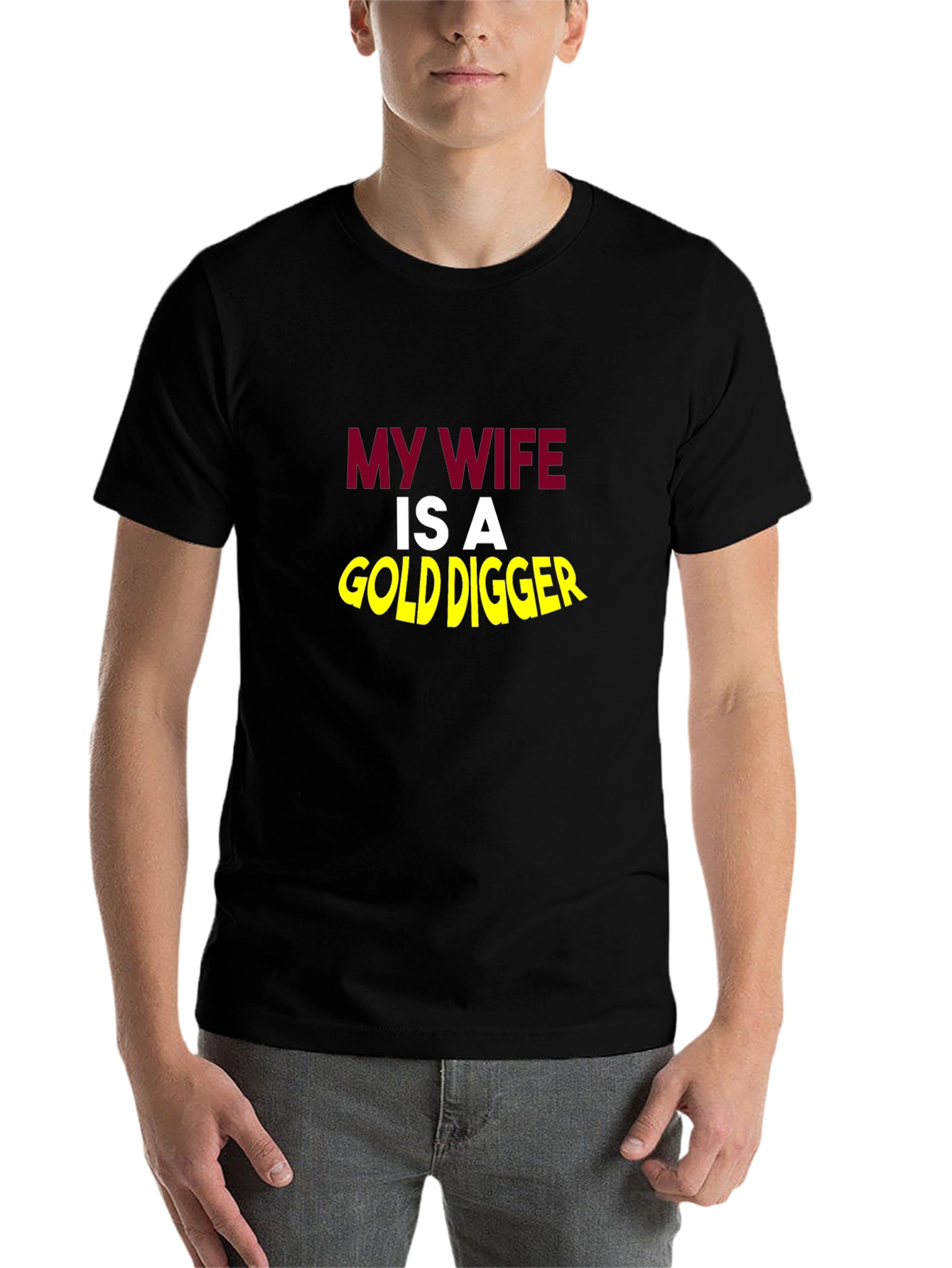 Black Funny My Wife Is A Gold Digger Black T-Shirt view 7