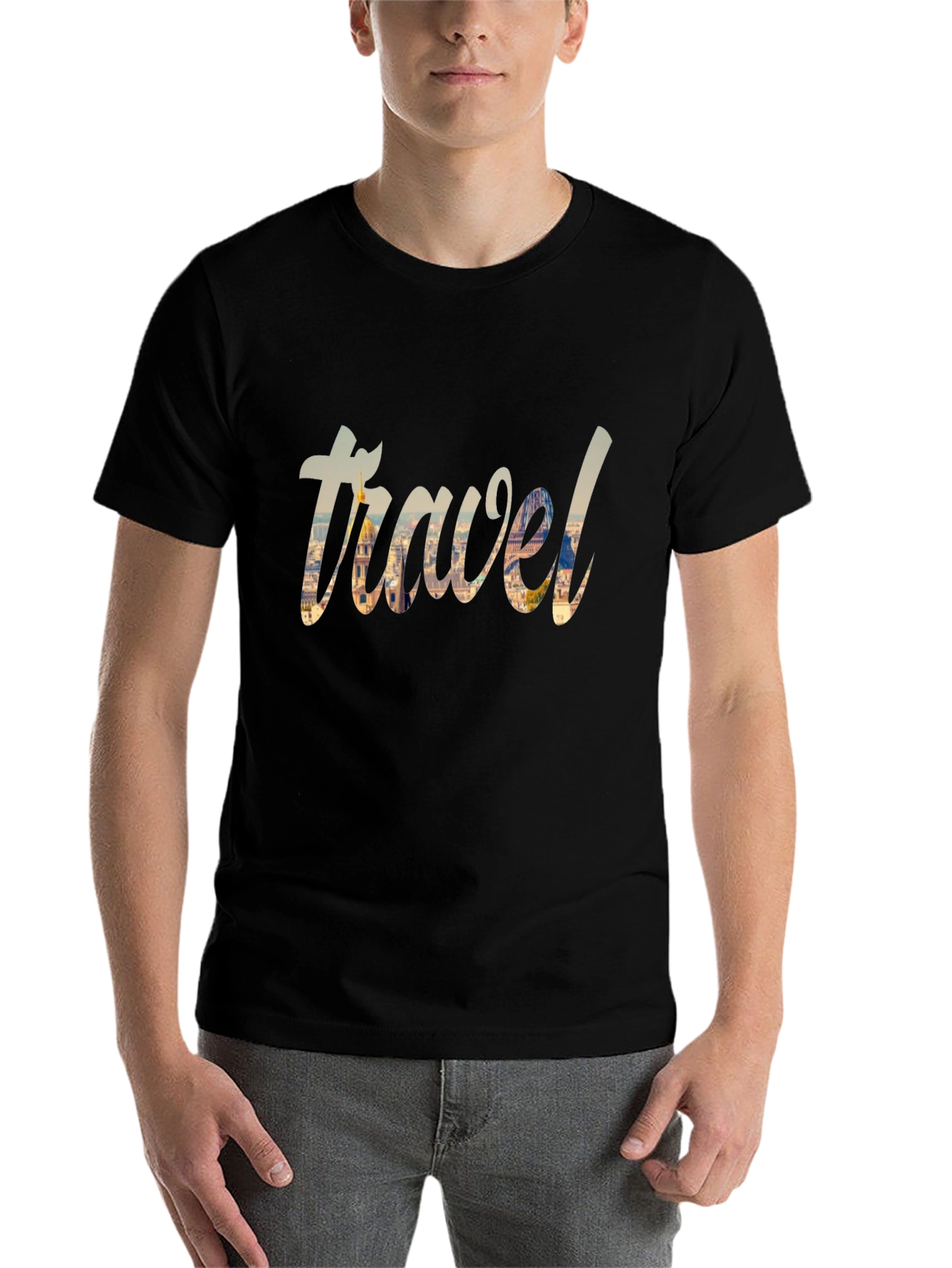 Black Travel Graphic Black T-Shirt view 7