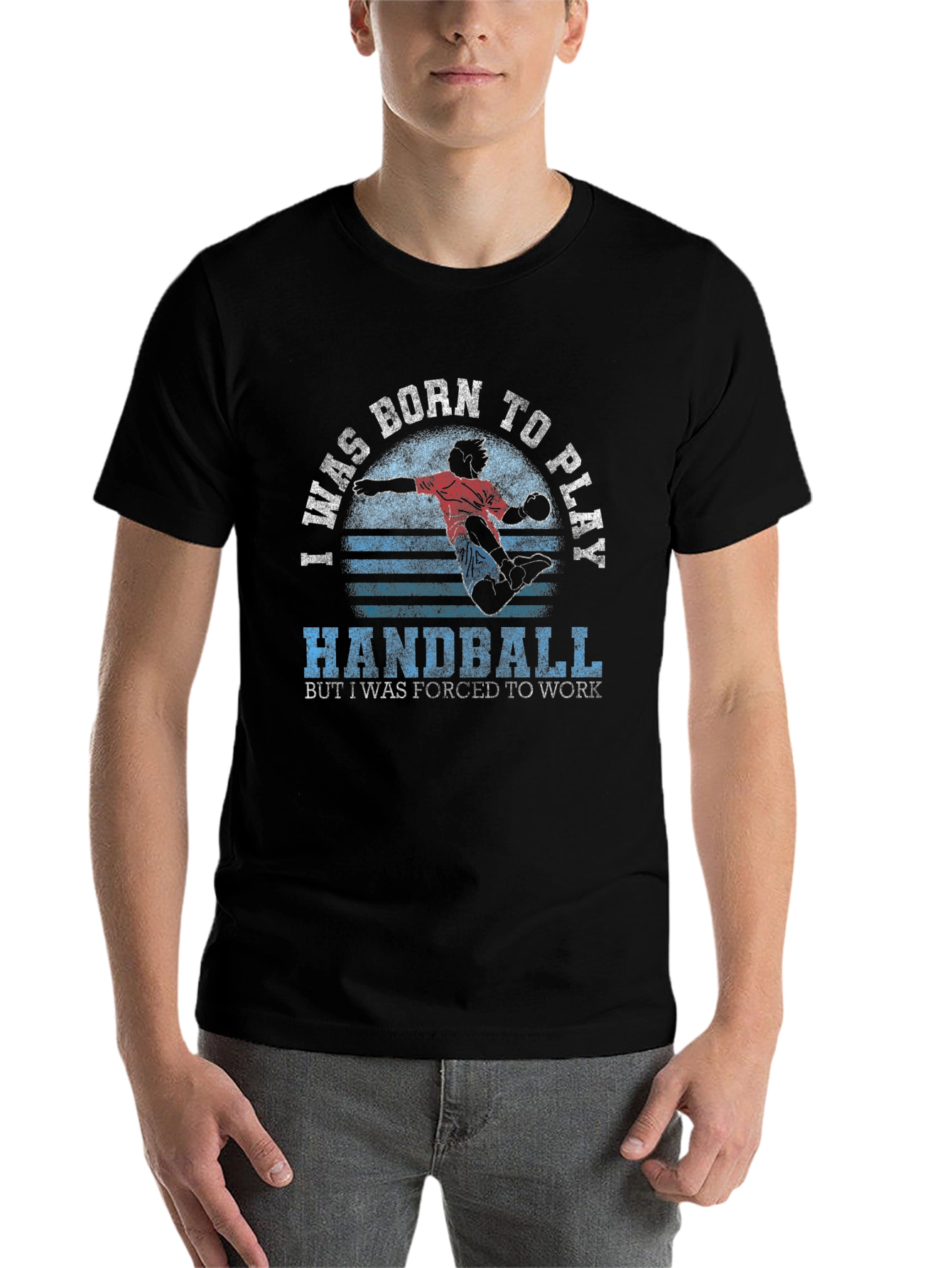 Black Born to Play Handball T-Shirt view 7