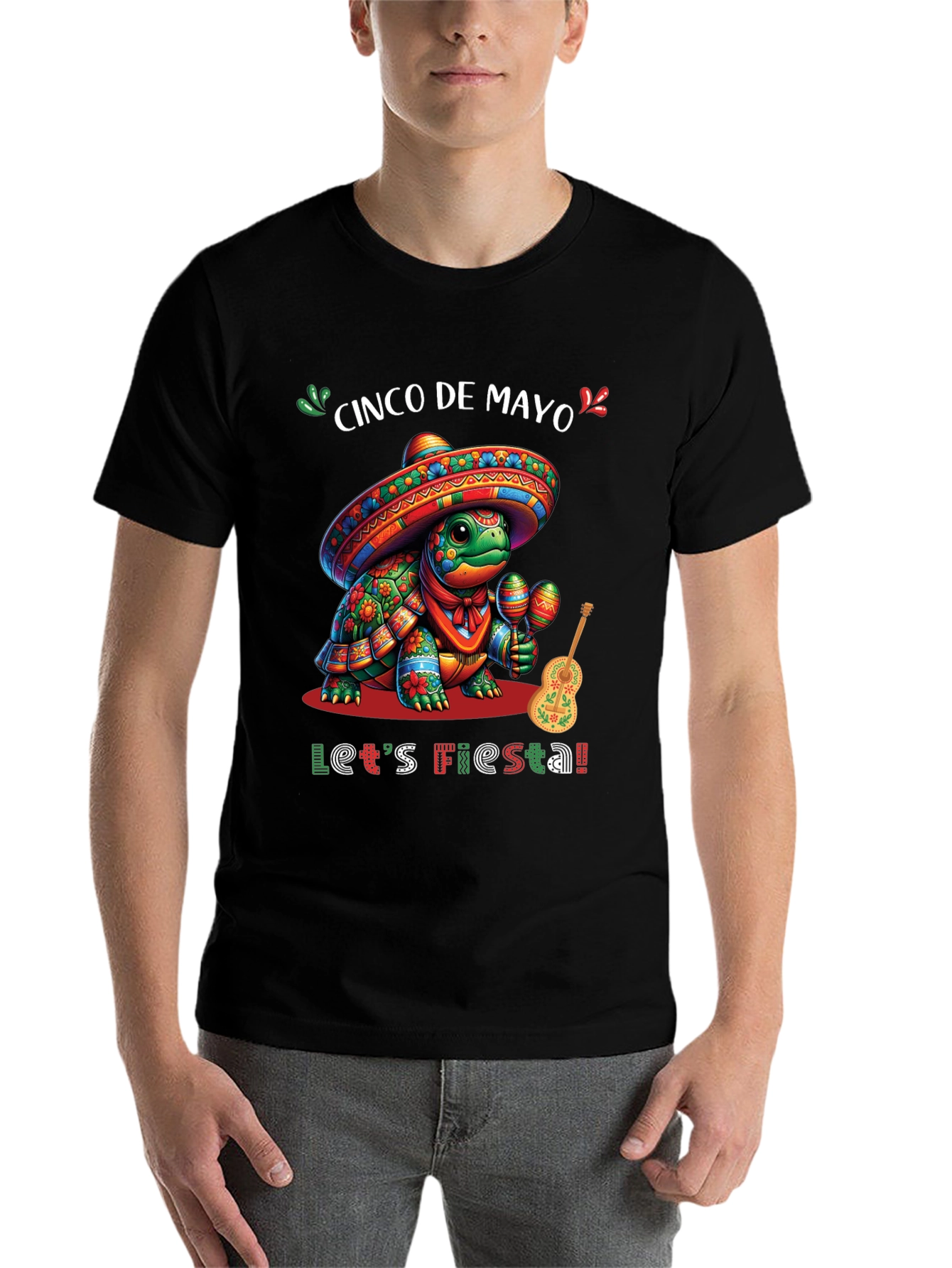 Black Cinco de Mayo Turtle Fiesta T-Shirt view 7