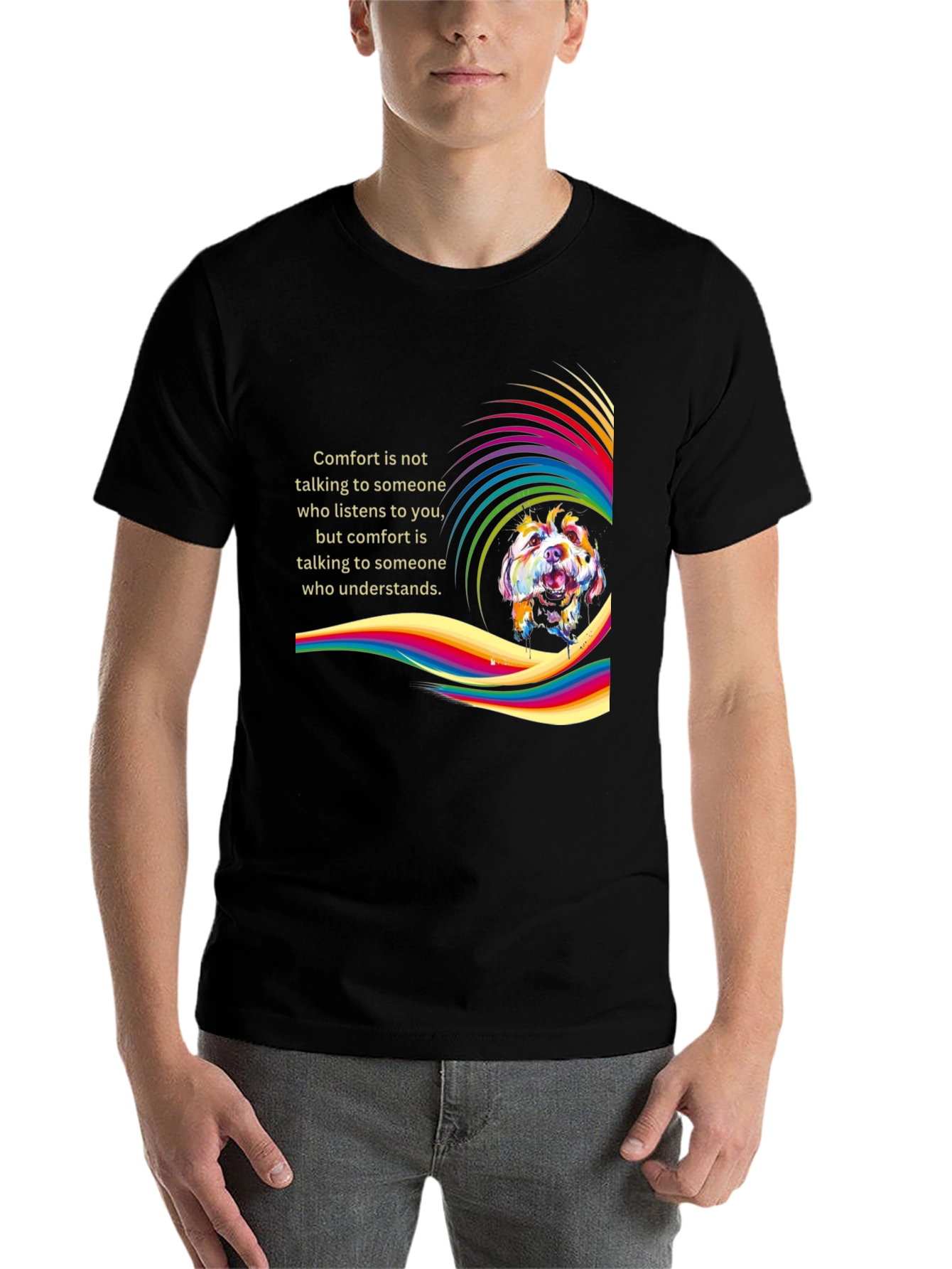 Black Comfort Dog T-Shirt - Stylish Graphic Tee for Pet Lovers view 7