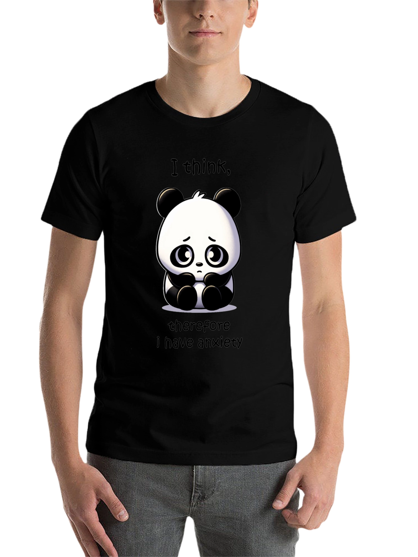 Black Anxiety Panda Graphic T-Shirt - Funny & Relatable! view 7