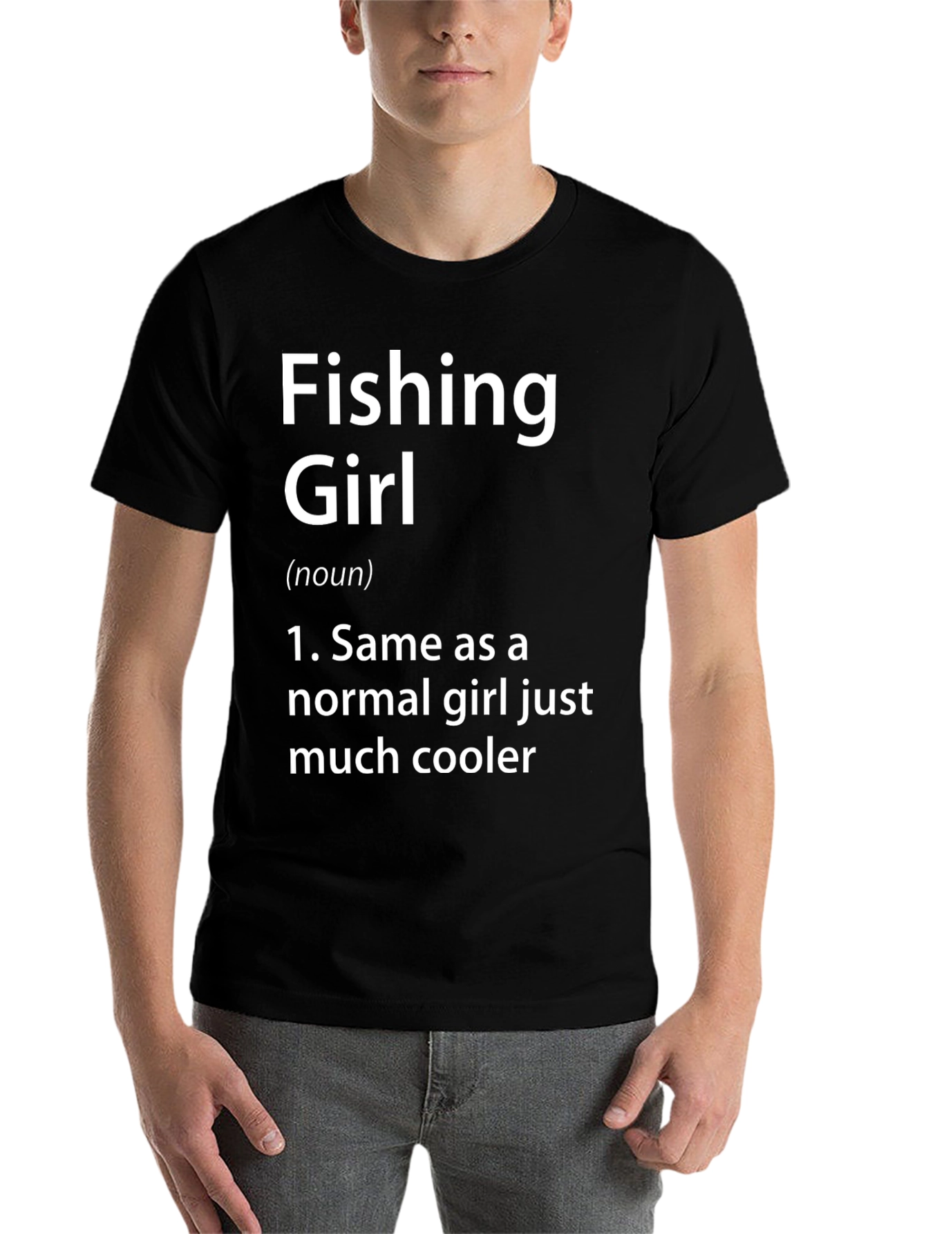 Black Fishing Girl T-Shirt - Cool Definition Tee view 7