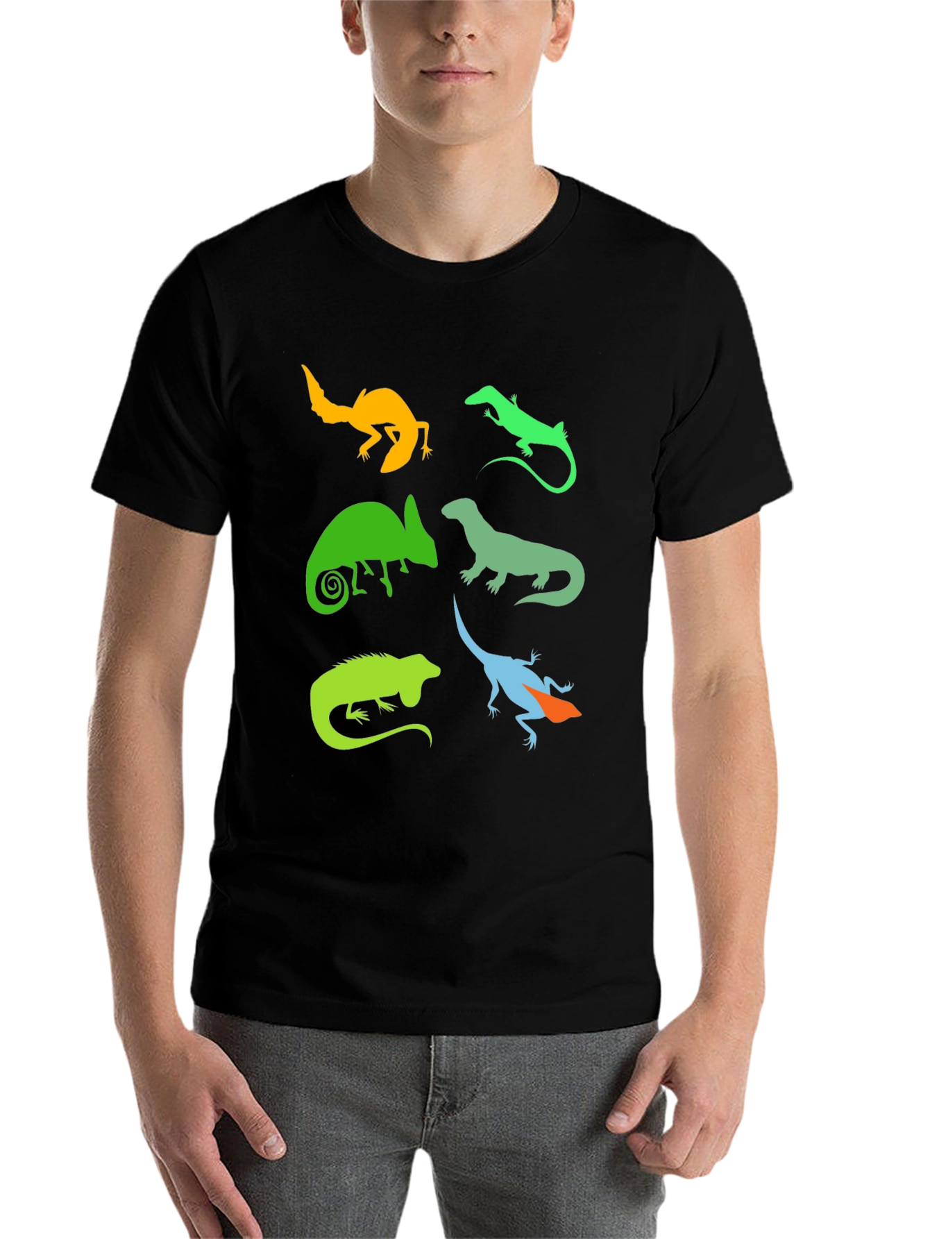 Black Lizard Silhouette Graphic T-Shirt - Reptile Lover Tee view 7