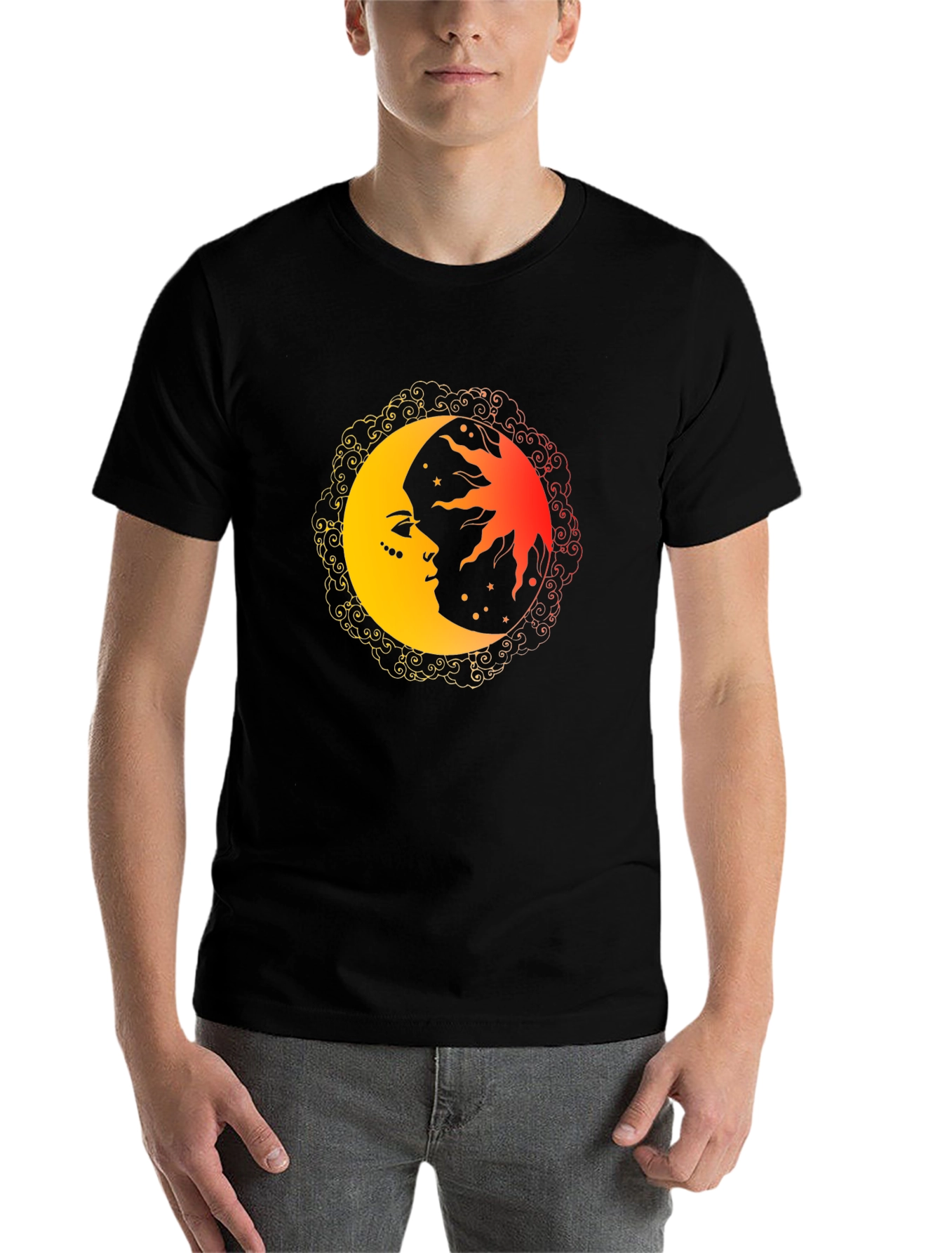 Black Celestial Sun and Moon Graphic Tee view 7