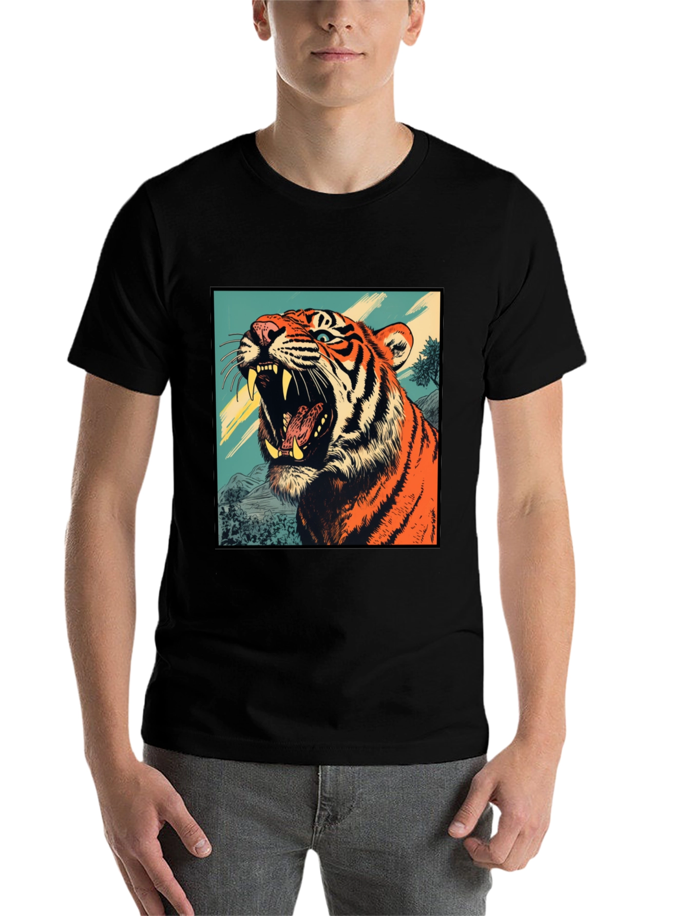Black Tiger Graphic Tee - Bold Animal Print Shirt view 7
