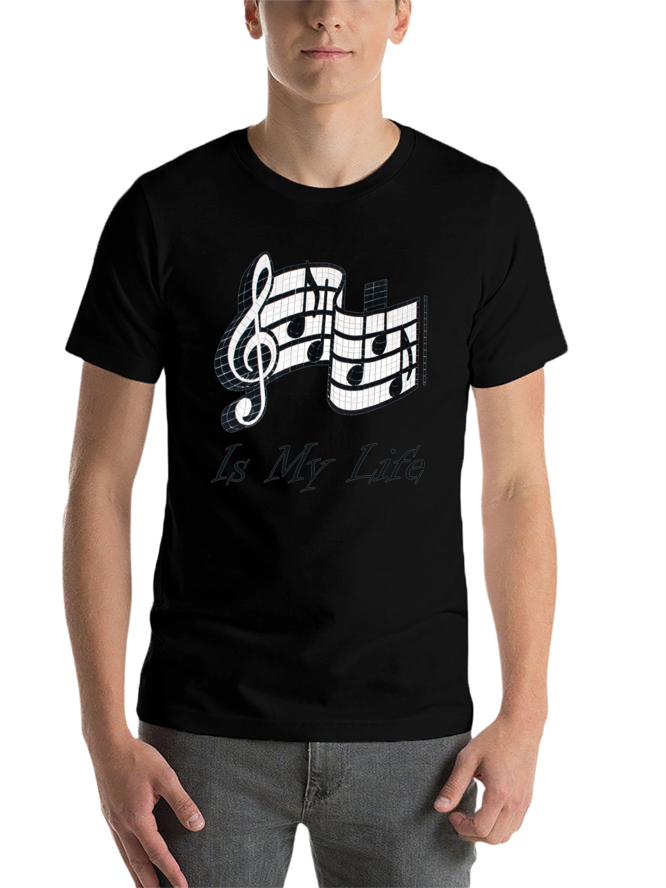 Black Musical Note Graphic Tee - Stylish Black T-Shirt view 7