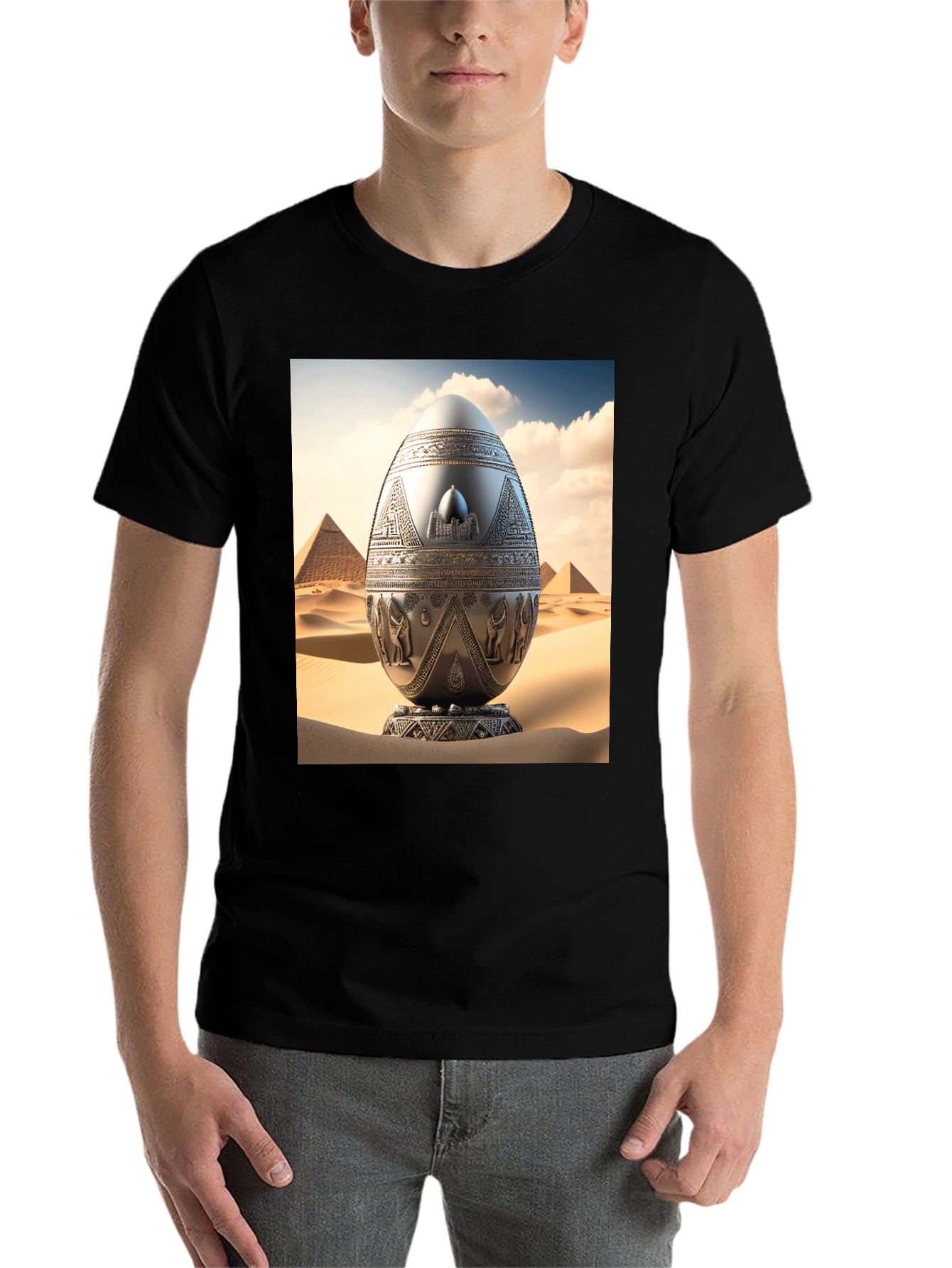 Black Egyptian Egg T-Shirt - Unique Design view 7