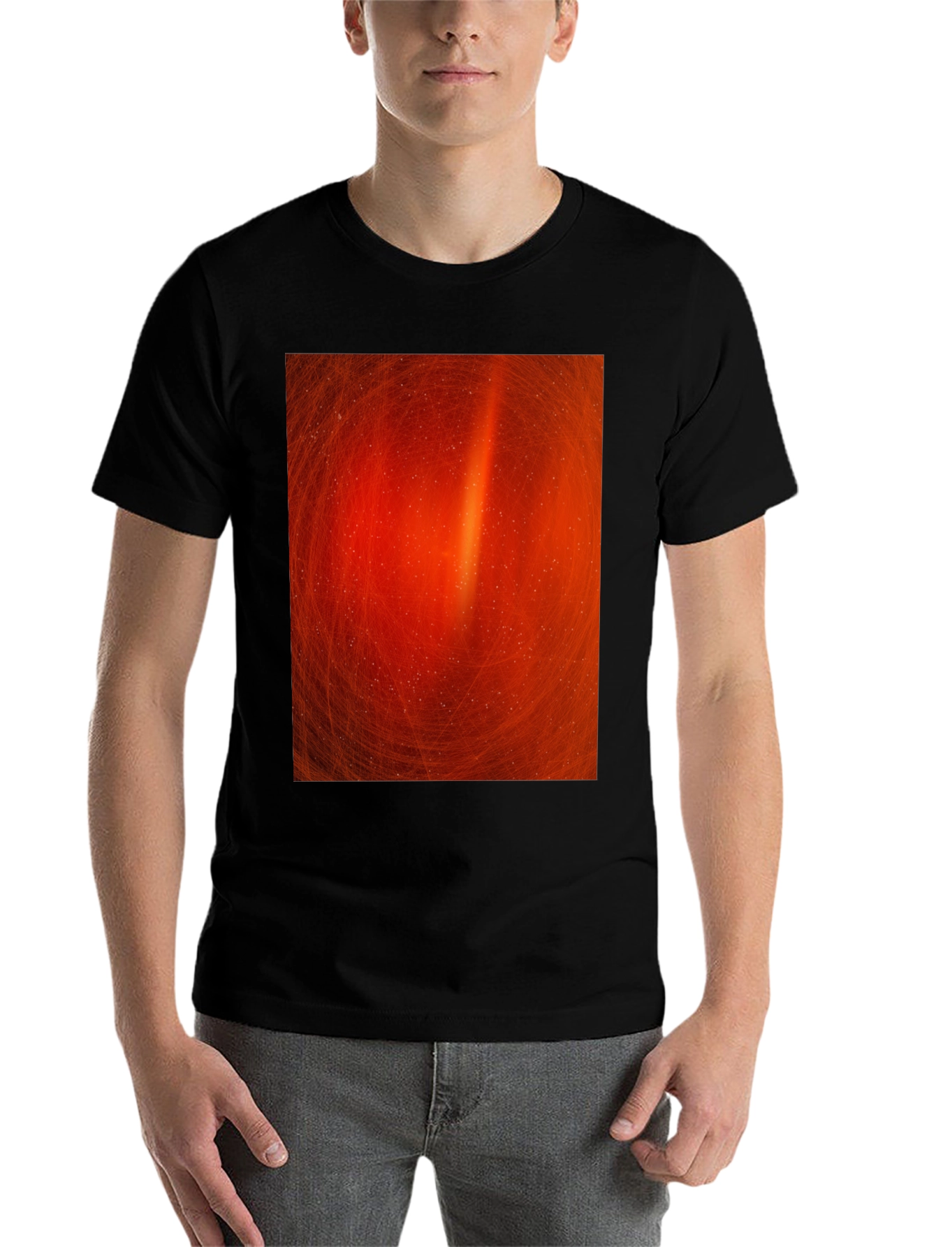 Black Fiery Swirl Black T-Shirt - Modern Art Design view 7