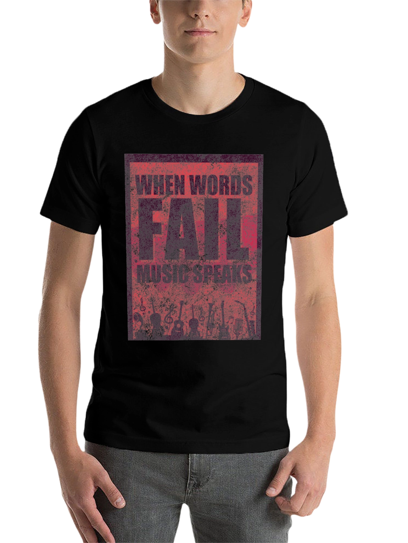 Black Music Speaks T-Shirt - When Words Fail Design view 7