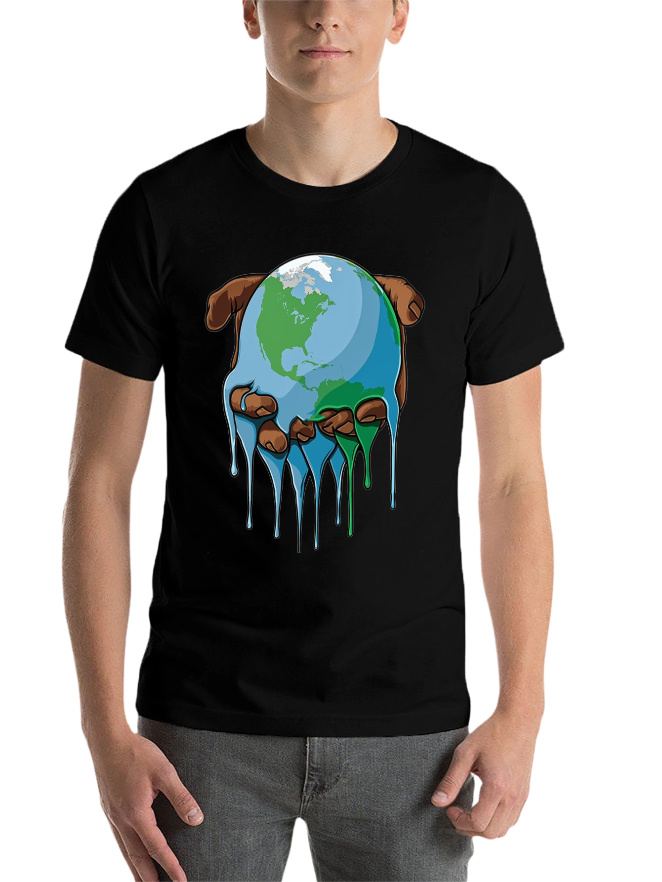 Black Melting Earth Graphic Tee - Save the Planet view 7