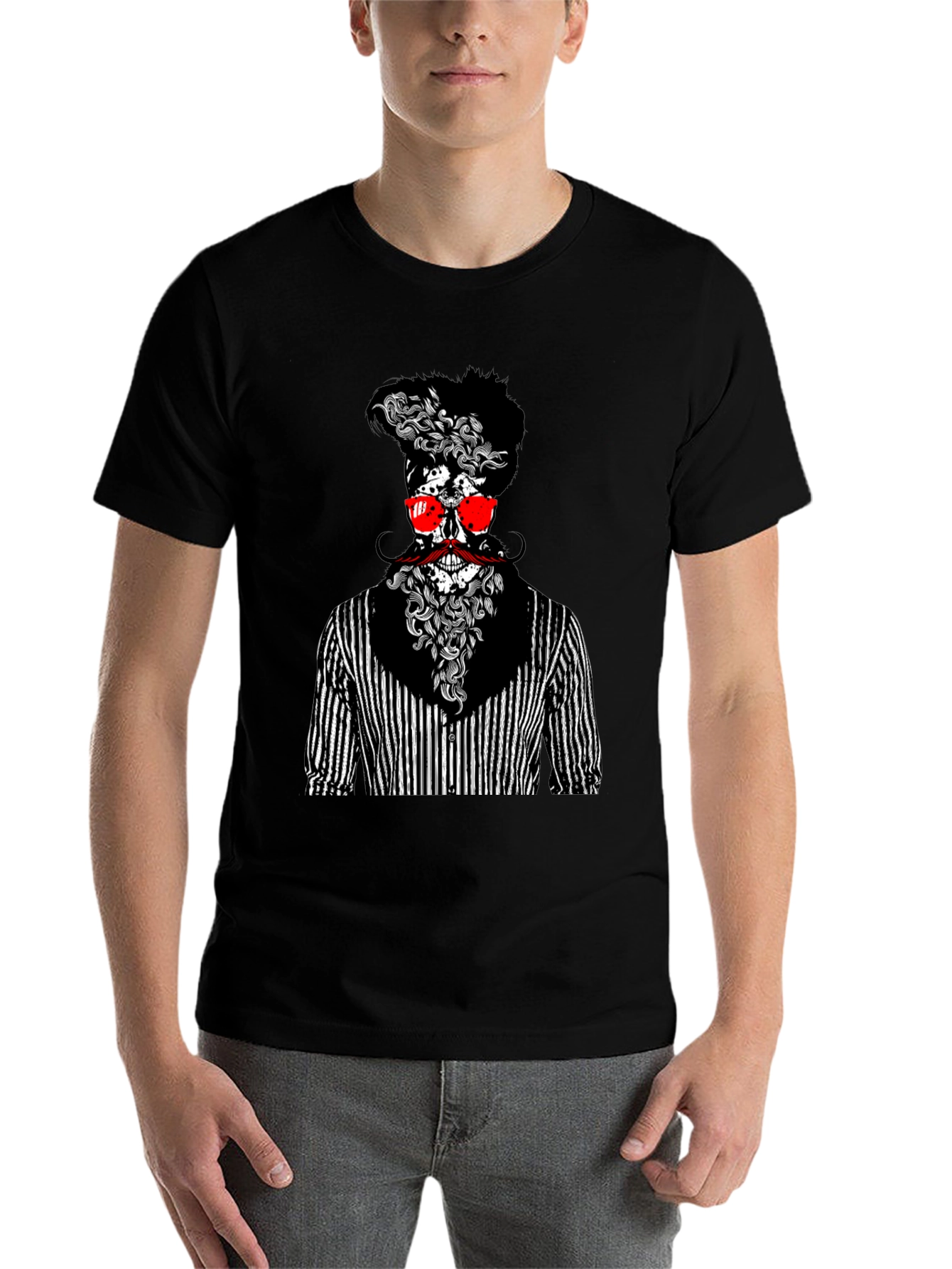 Black Skull Gentleman Graphic Tee - Unique Style view 7